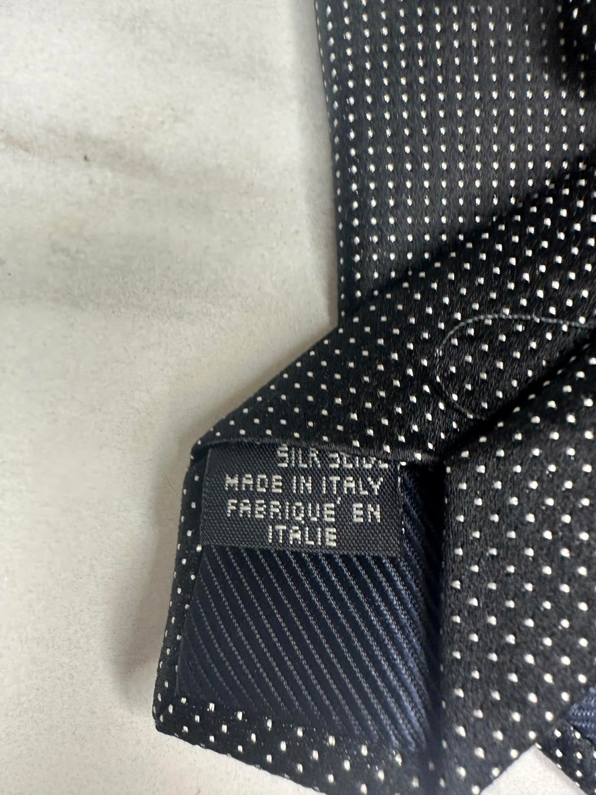 Canali 100% silk black and white polka-dot necktie