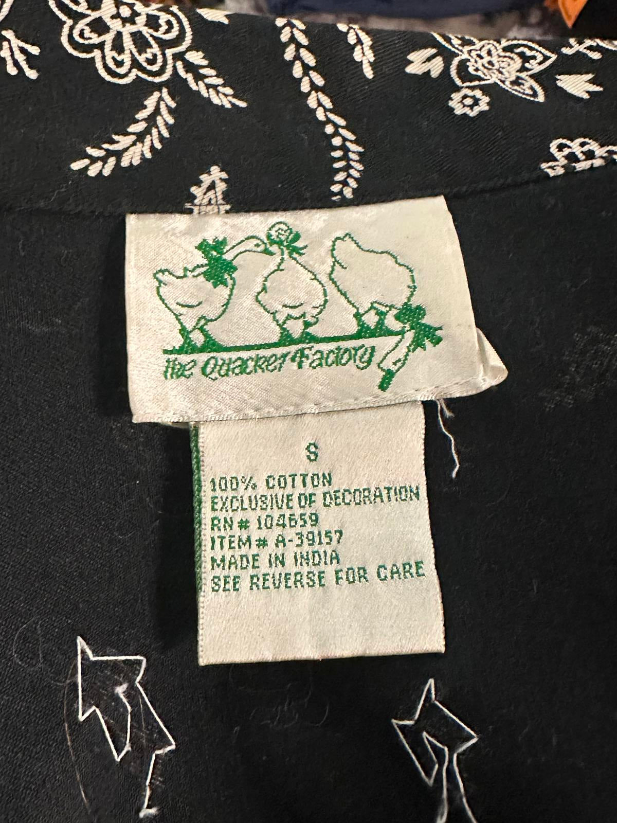 The Quacker Factory black/white cotton beaded bandana button-up shacket Size Small