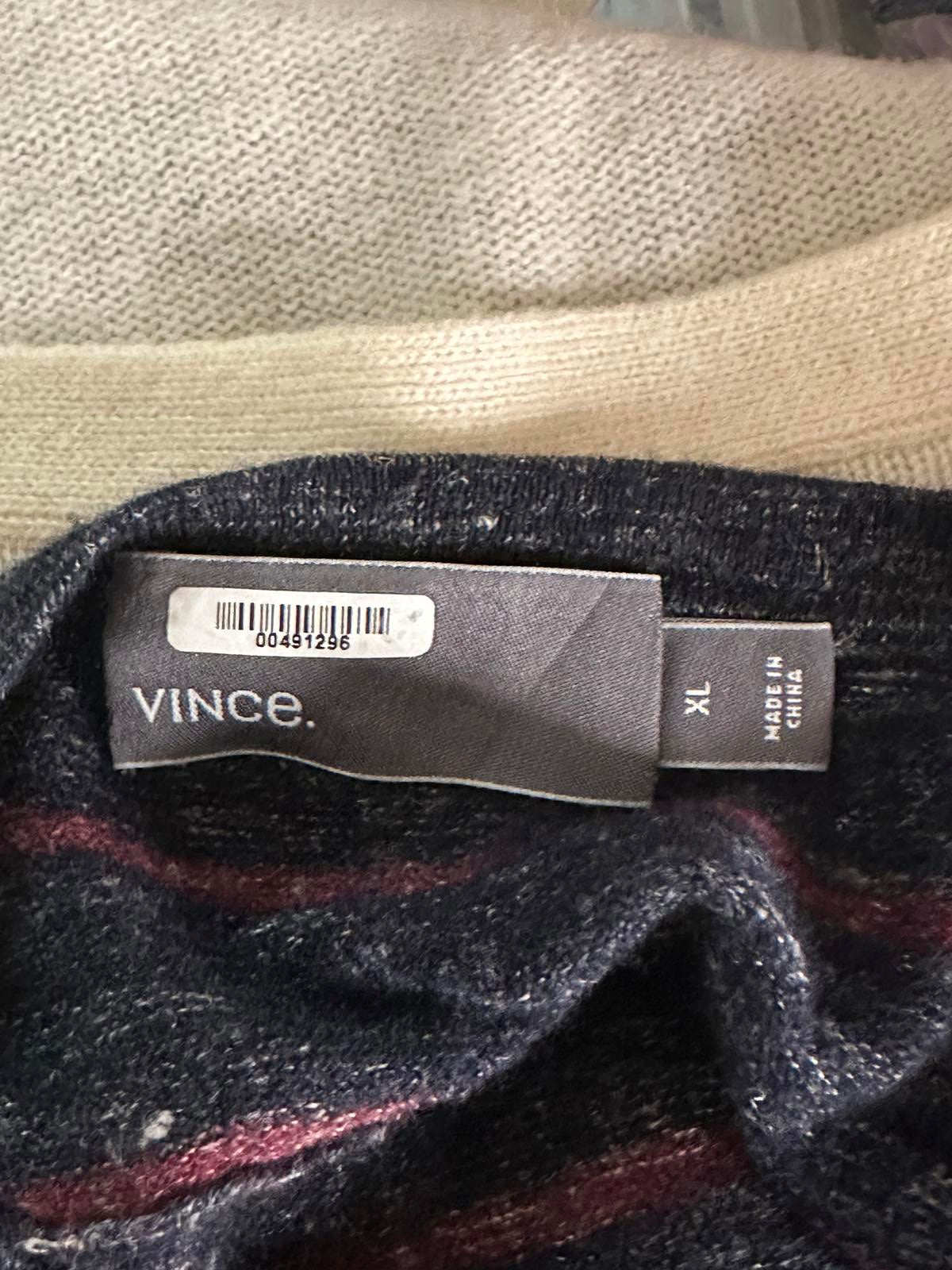Vince wool-linen blend striped knit henley Size XL