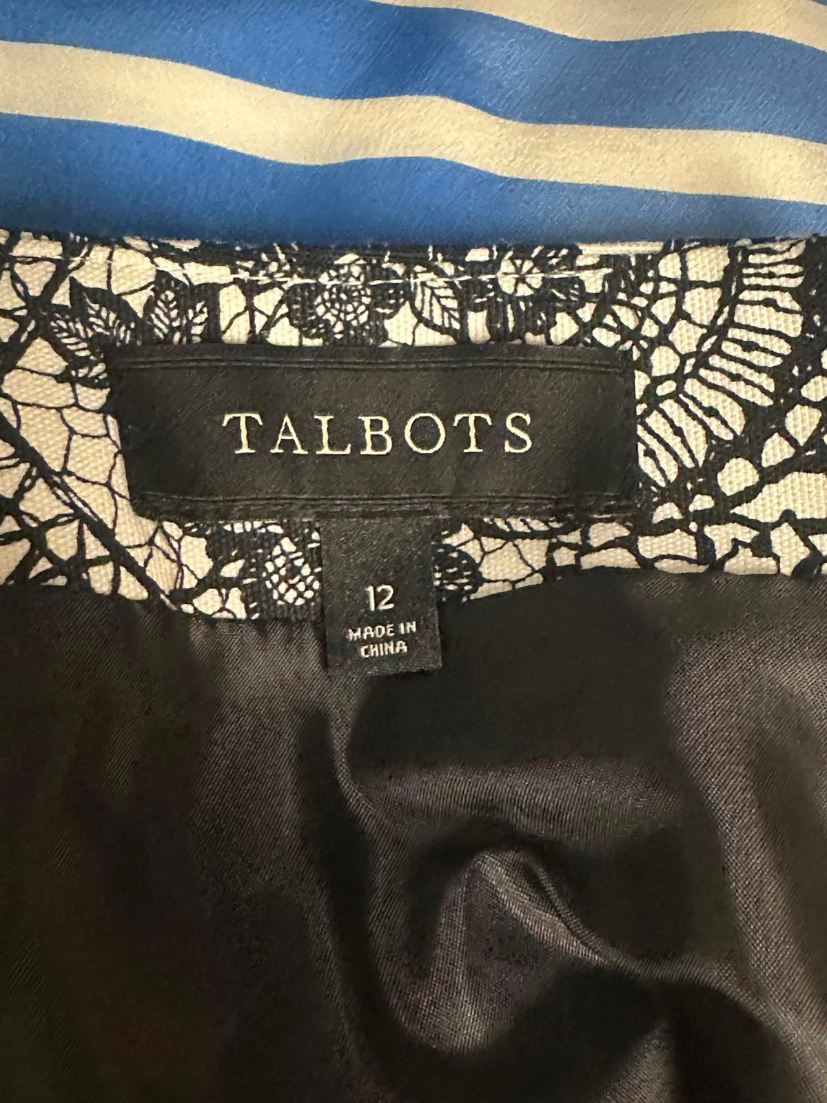 Talbots office siren cotton cream/black floral and paisley pencil skirt Size 12