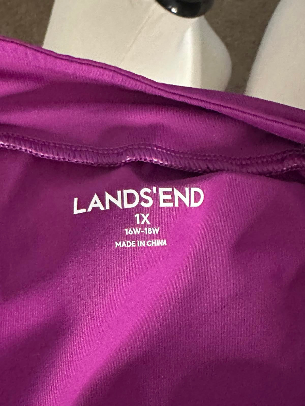 Lands' End purple embroidered V-neck tunic Size 1X