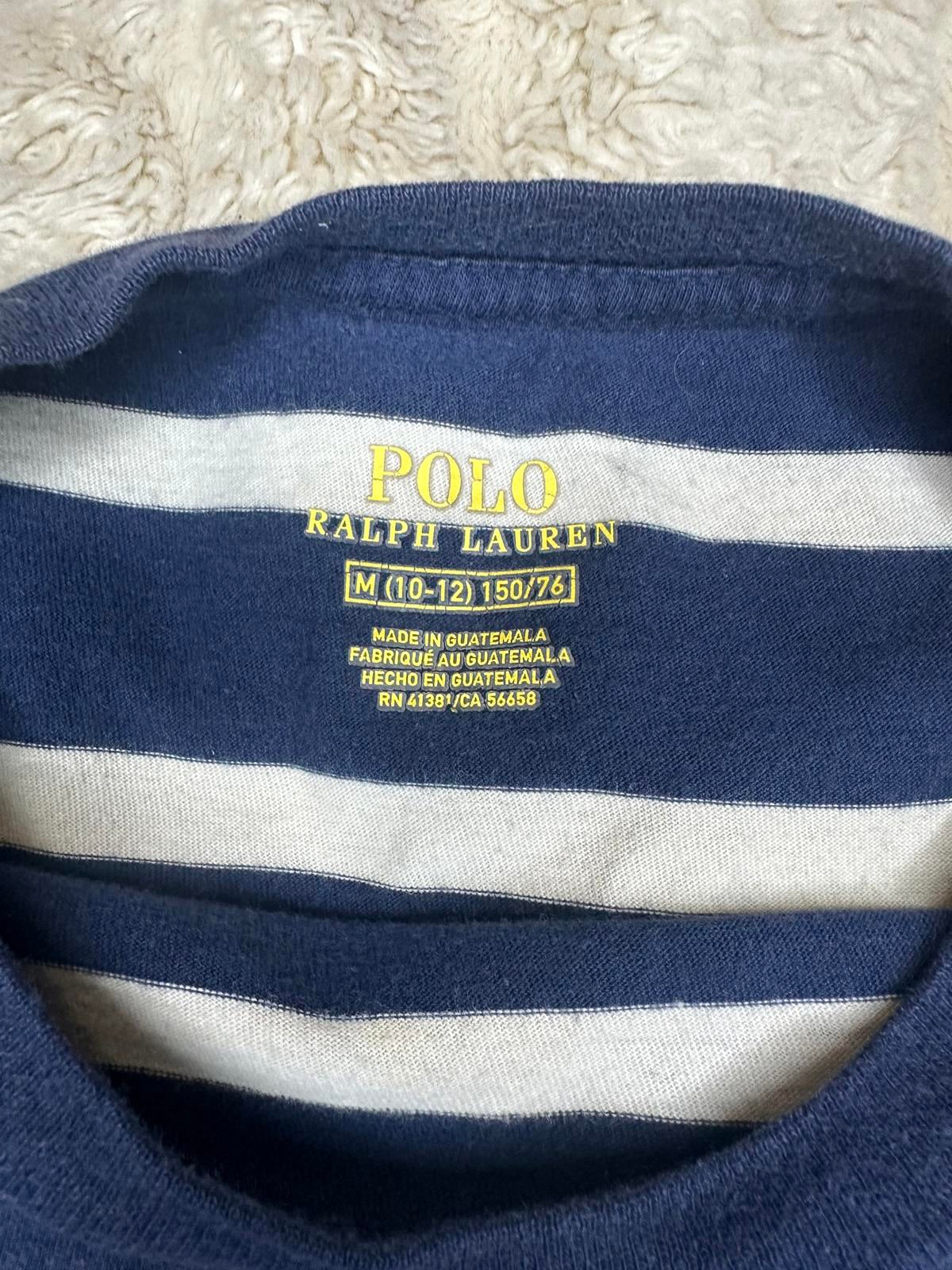 Polo Ralph Lauren classic navy/white striped short-sleeve t-shirt Size M(10-12)