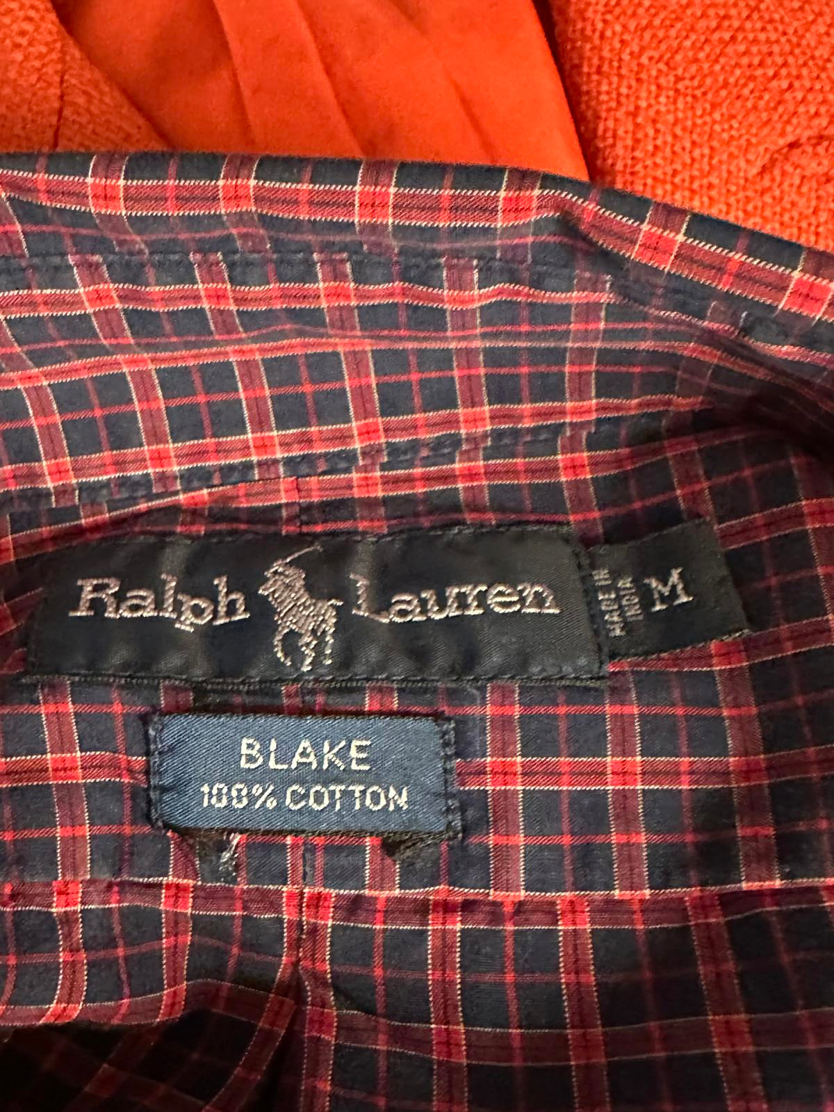 Ralph Lauren Blake classic red/navy cotton long sleeve button-down shirt Size M