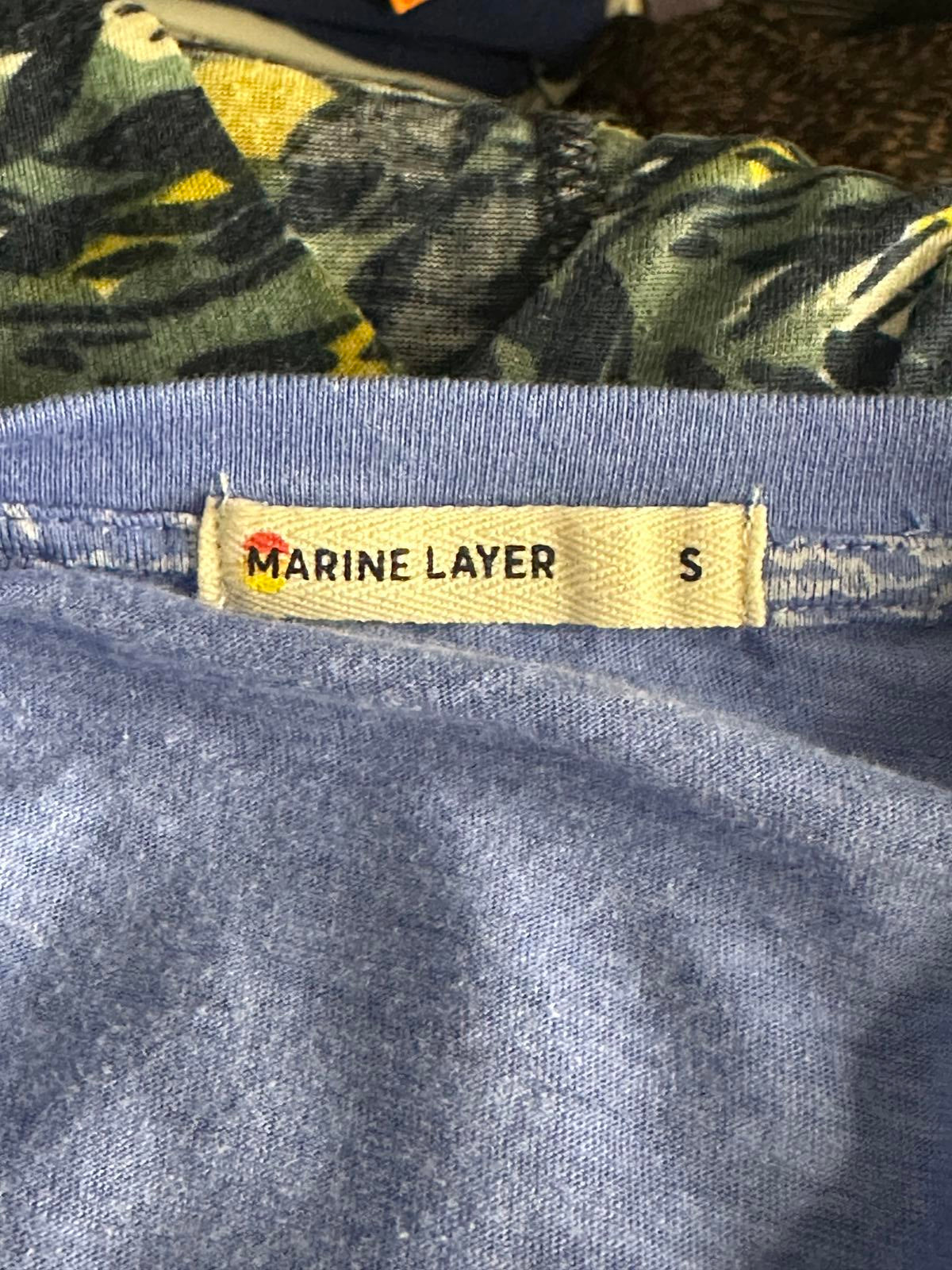Marine Layer Swing Crew classic light blue/white short sleeve t-shirt Size Small