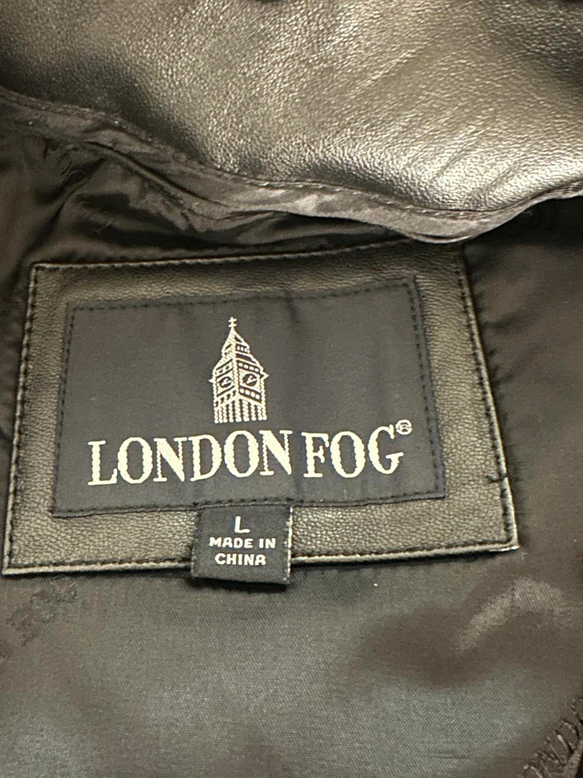 London Fog black leather jacket Size Large