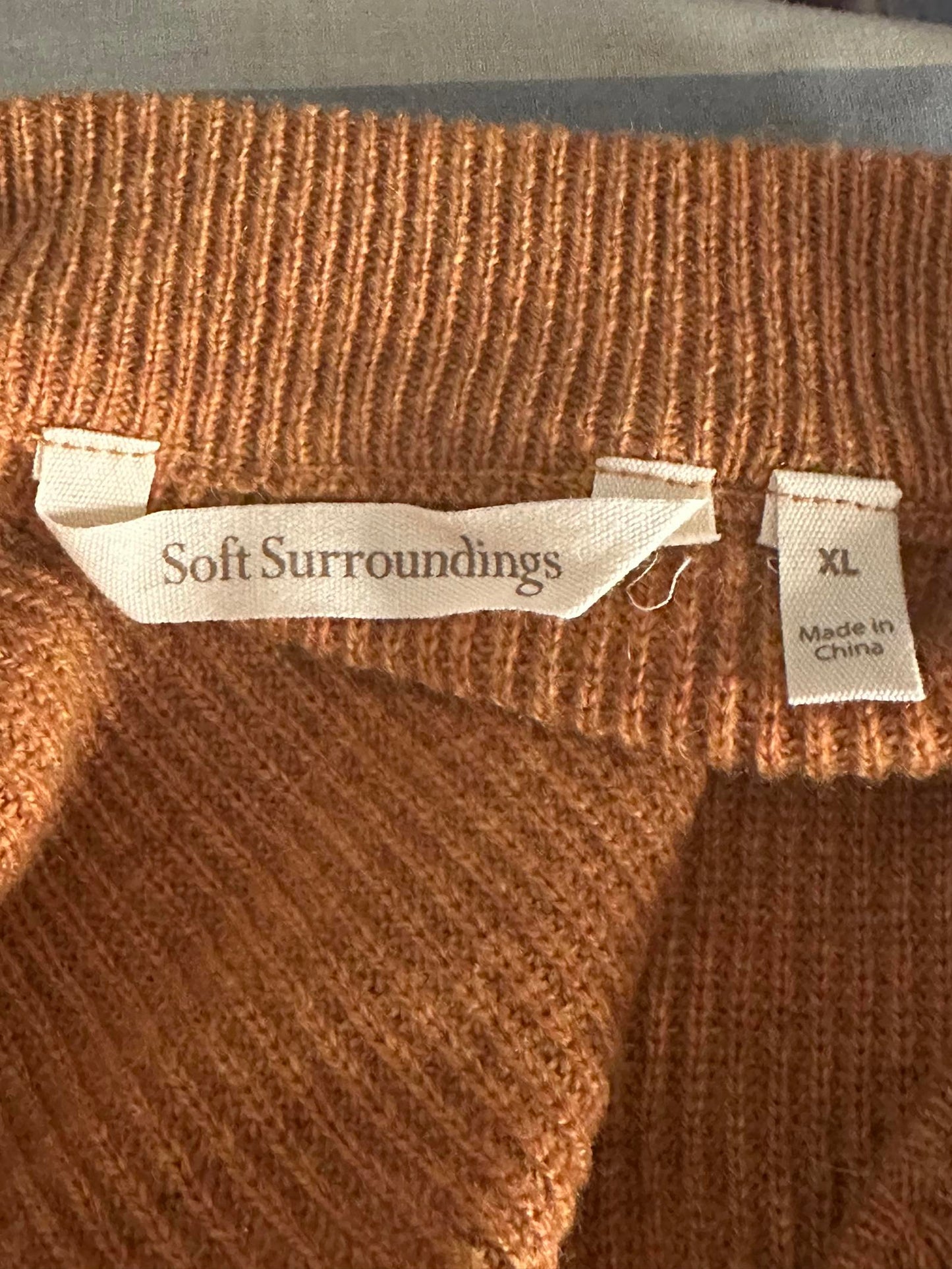 Soft Surroundings ribbed knit wool/alpaca blend cross neck sweater Size XL
