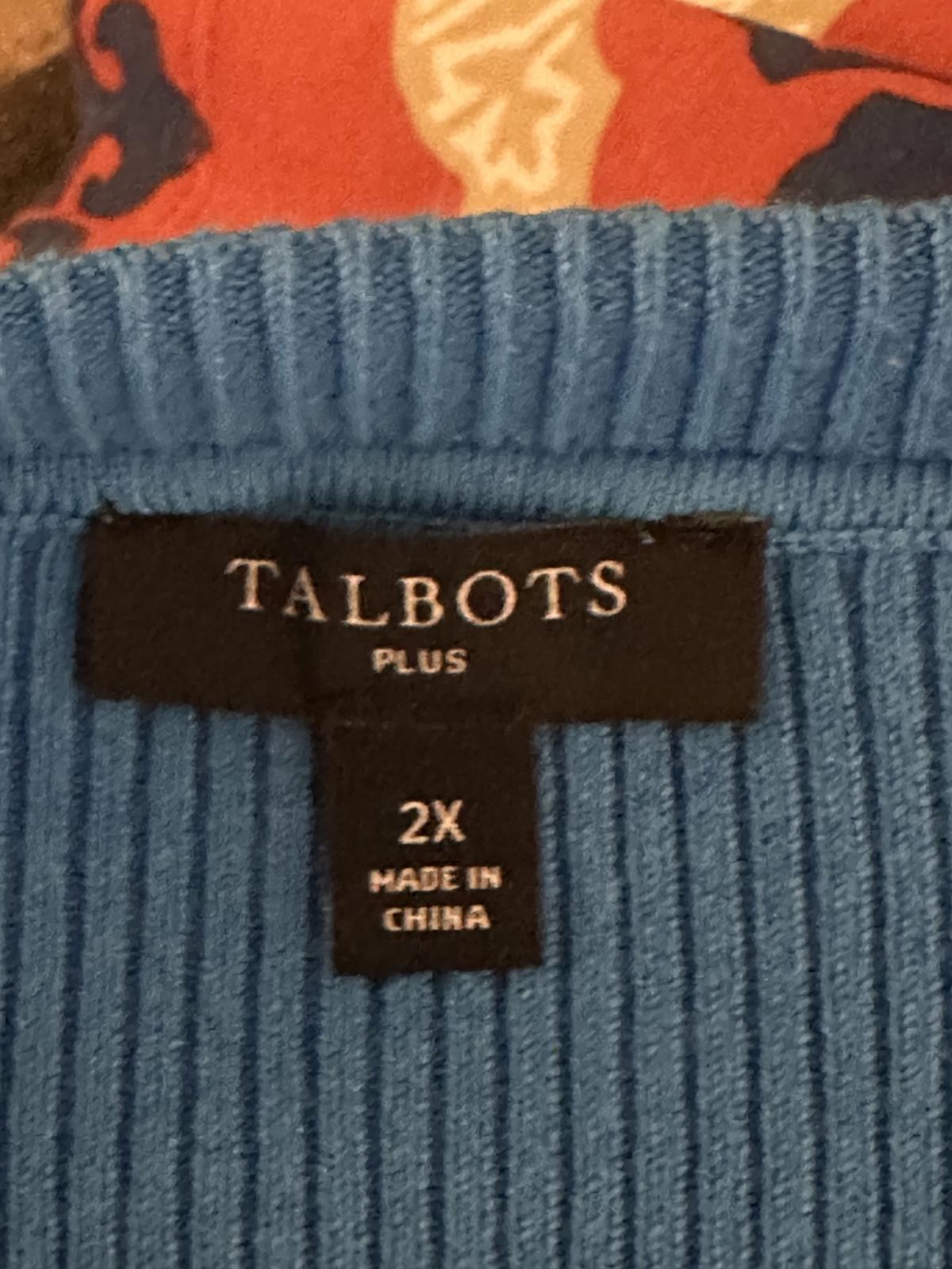 Talbots turquoise cotton-blend ribbed knit long sleeve pullover sweater Size 2X