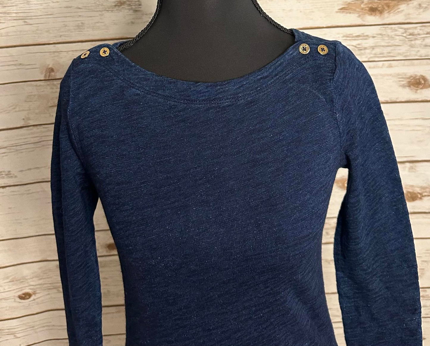 J.Crew classic Bella Swan cotton navy boatneck long sleeve Painter Tee XS
