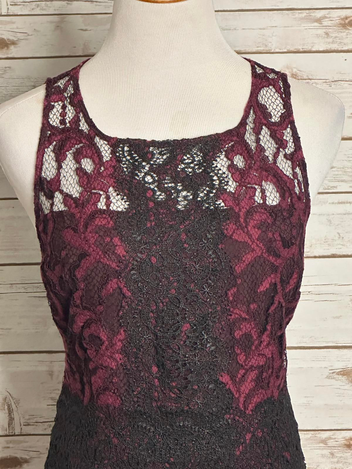 New York & Company purple/black lace overlay sleeveless sheath dress Size 10