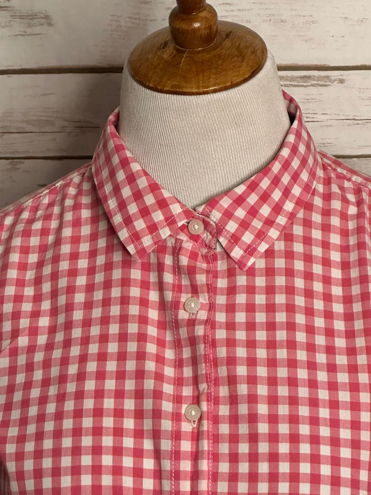 Tommy Hilfiger cotton pink/white gingham long sleeve button-up shirt Size Large