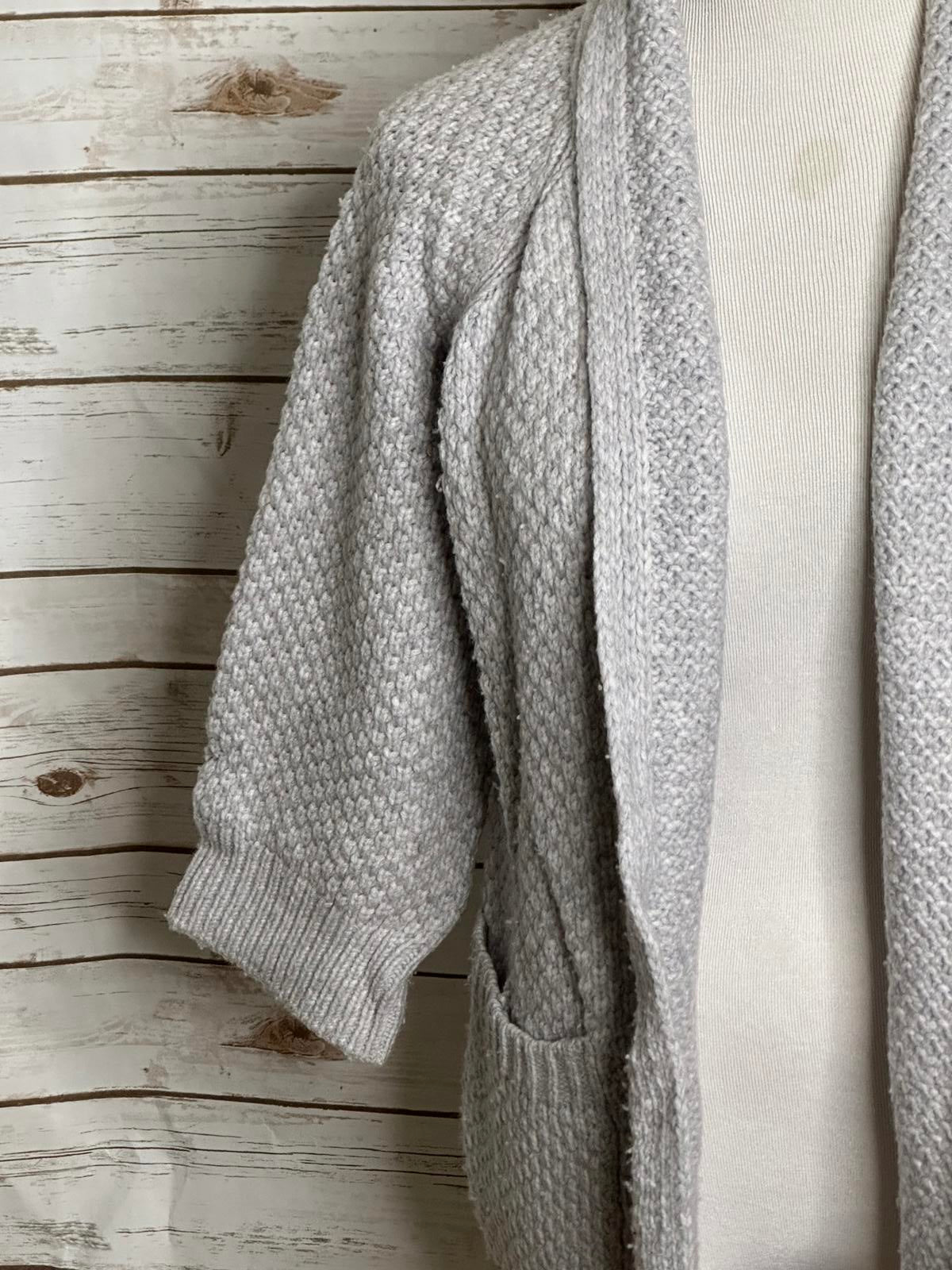 Vince lagenlook wool/cashmere grey chunky textured open cardigan sweater Size XS