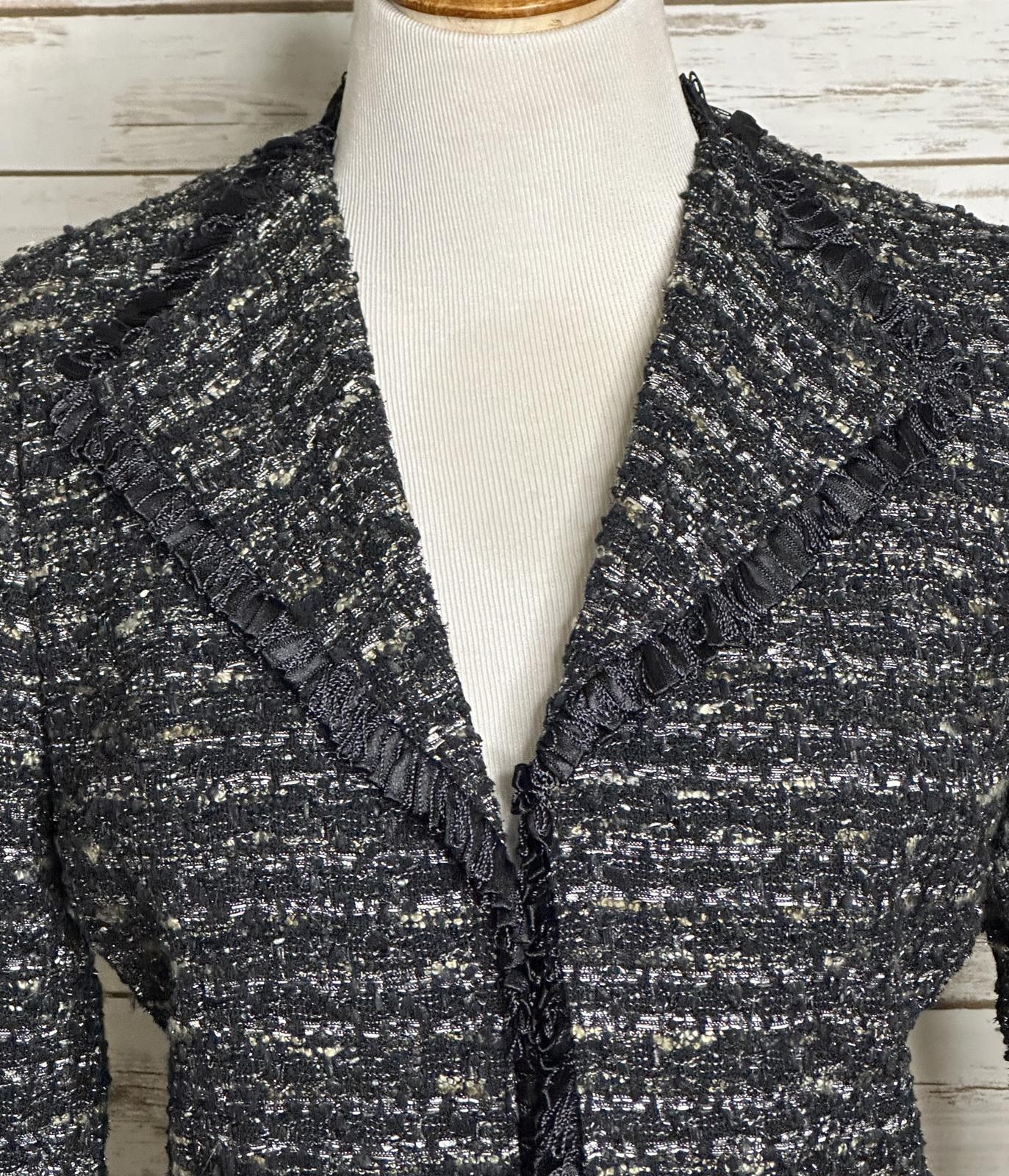 Lafayette 148 NY Petite classic black/white wool-blend tweed blazer/jacket 10