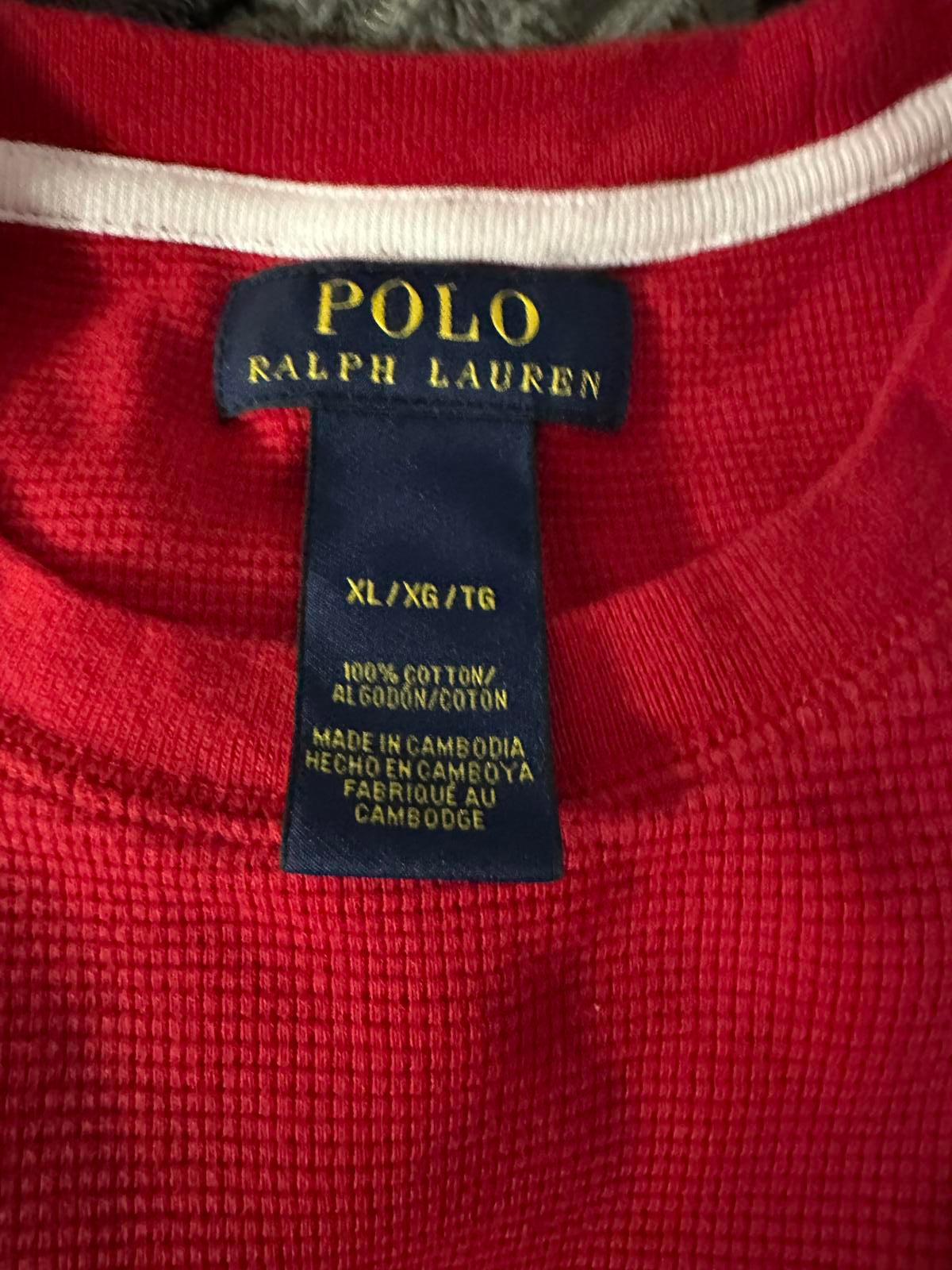 Polo Ralph Lauren red cotton waffle knit long sleeve thermal shirt Size XL