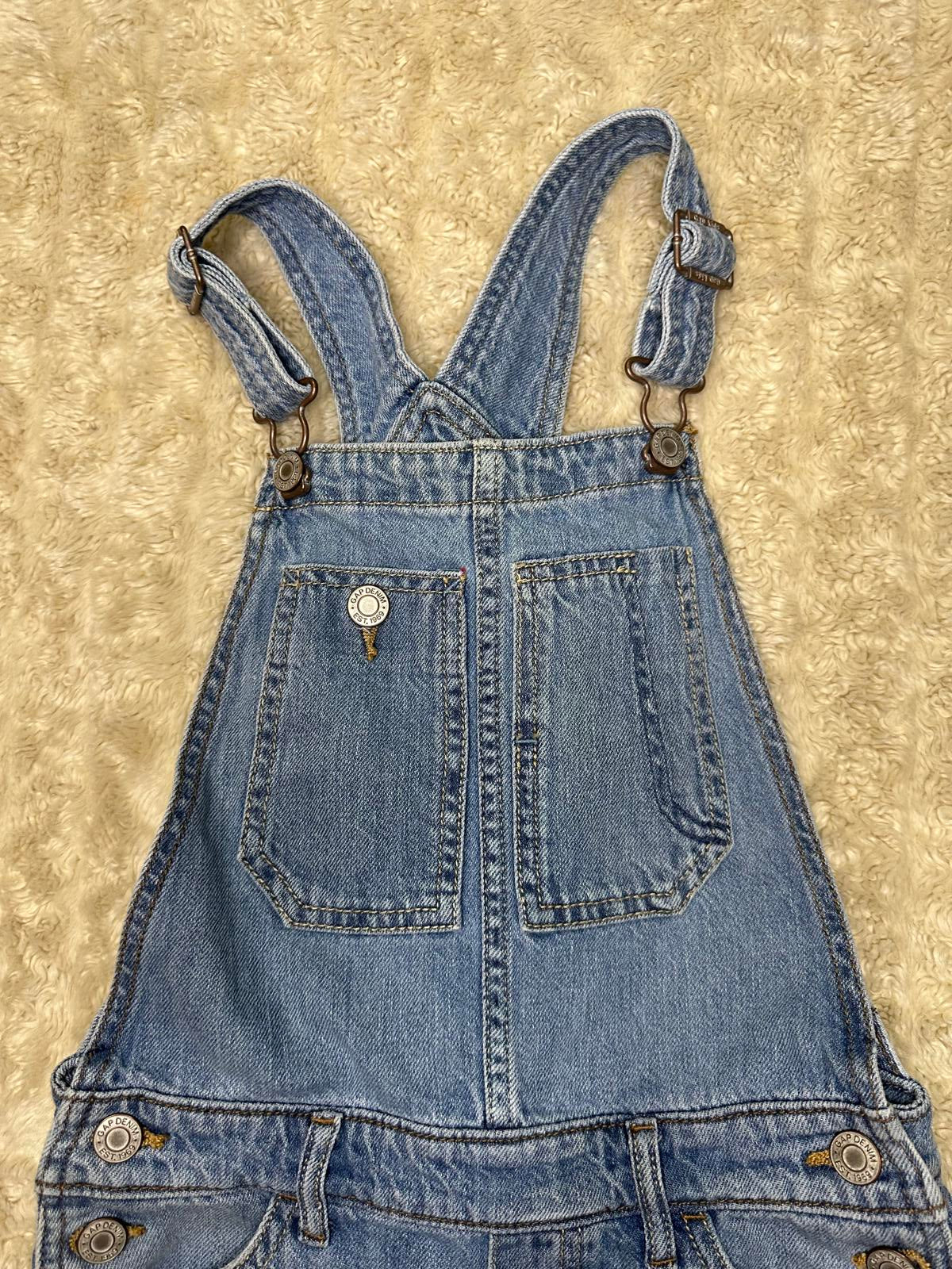 GAP Kids distressed denim cuffed short overalls/shortalls Size Large (10-11)