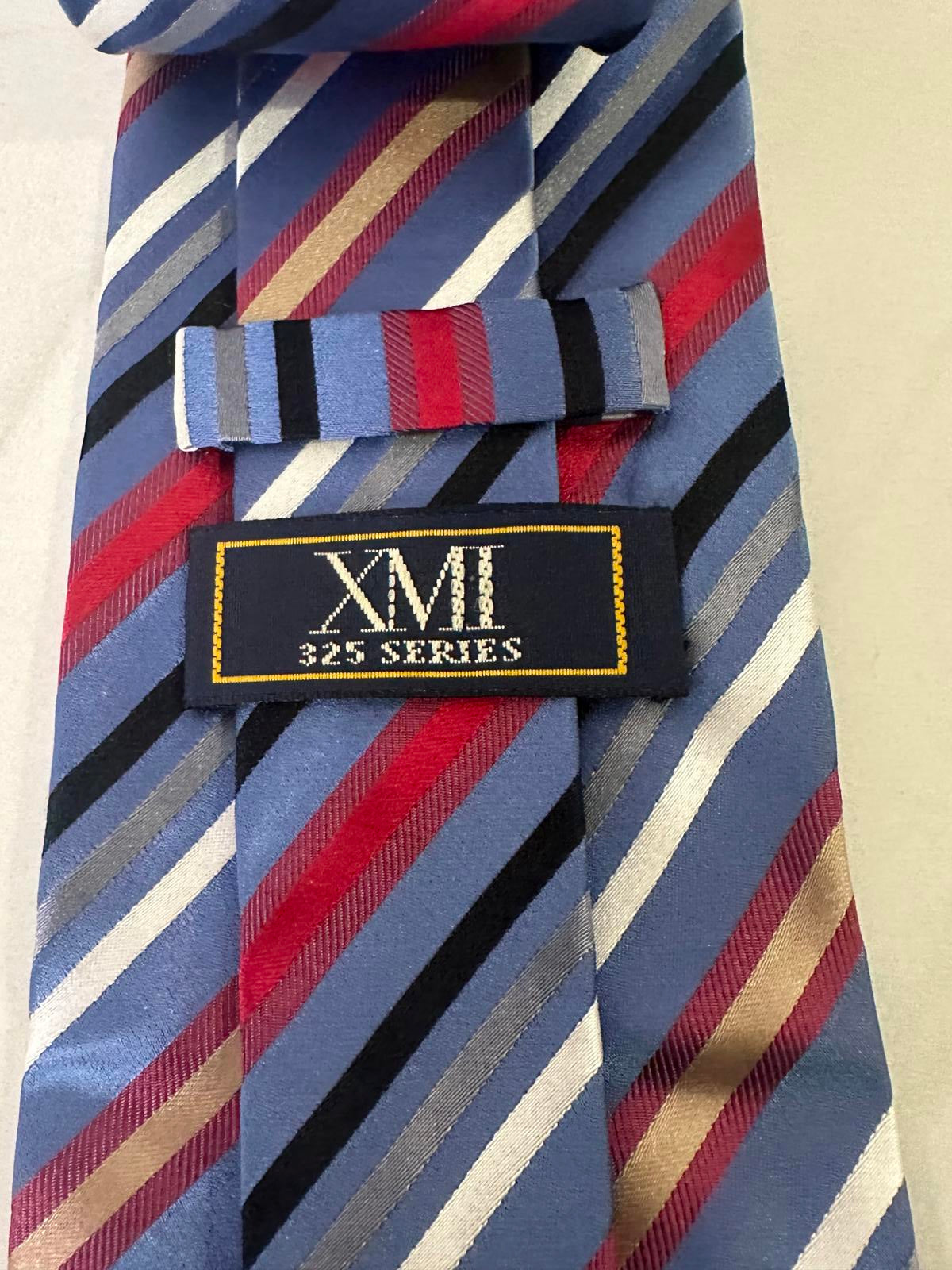 XMI 325 Series classic timeless multicolored diagonal striped silk neck tie