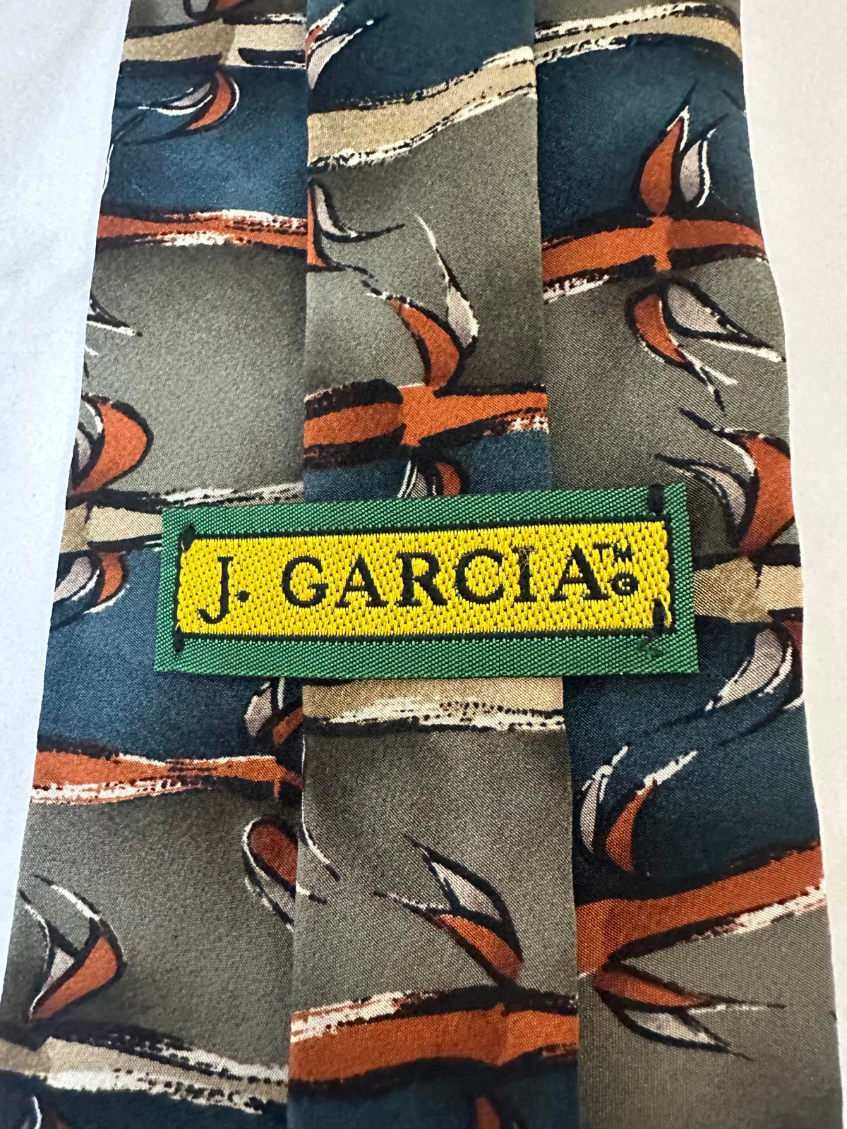 Vintage 90s J. Garcia artsy nature 'Landscape with Eye' Collection 10 silk tie