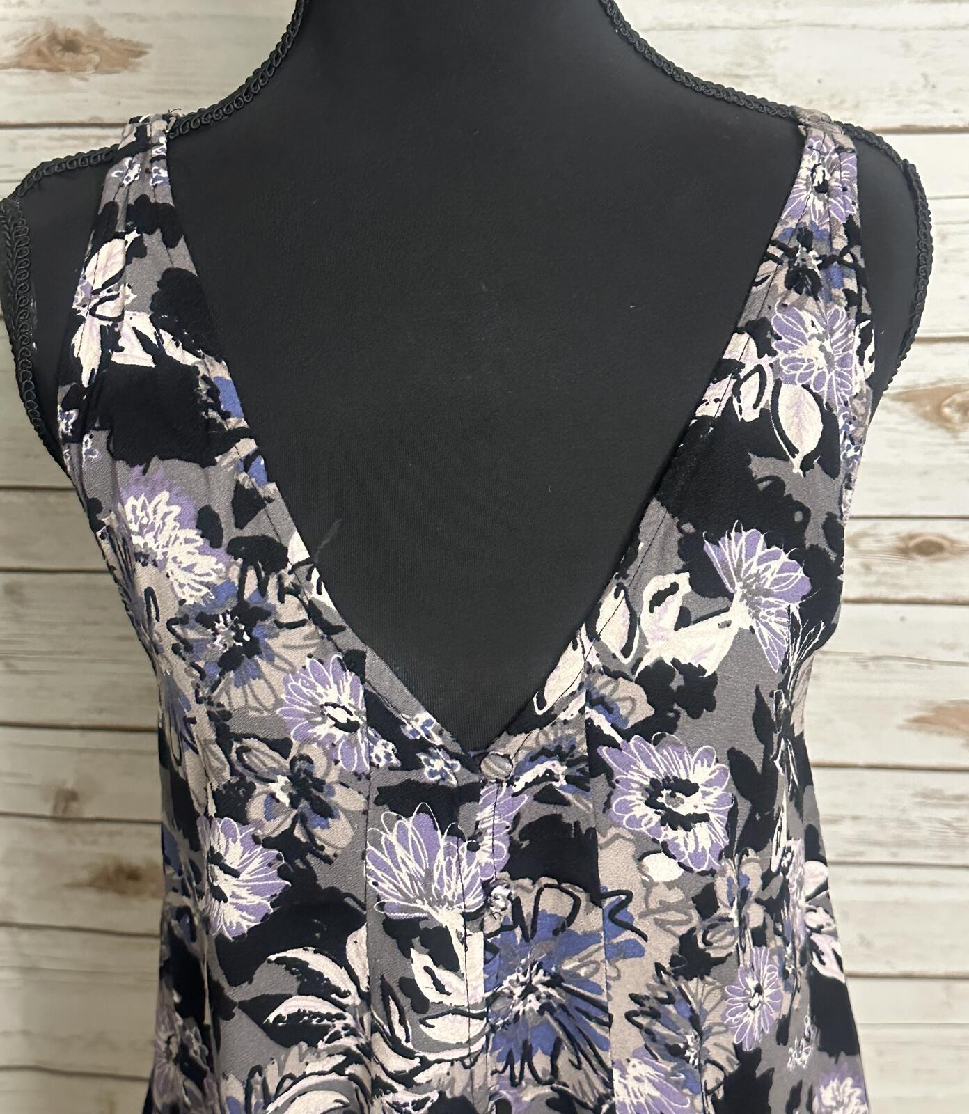 Free People Jump and Jive minidress Size 8 grey purple floral whimsigoth grunge