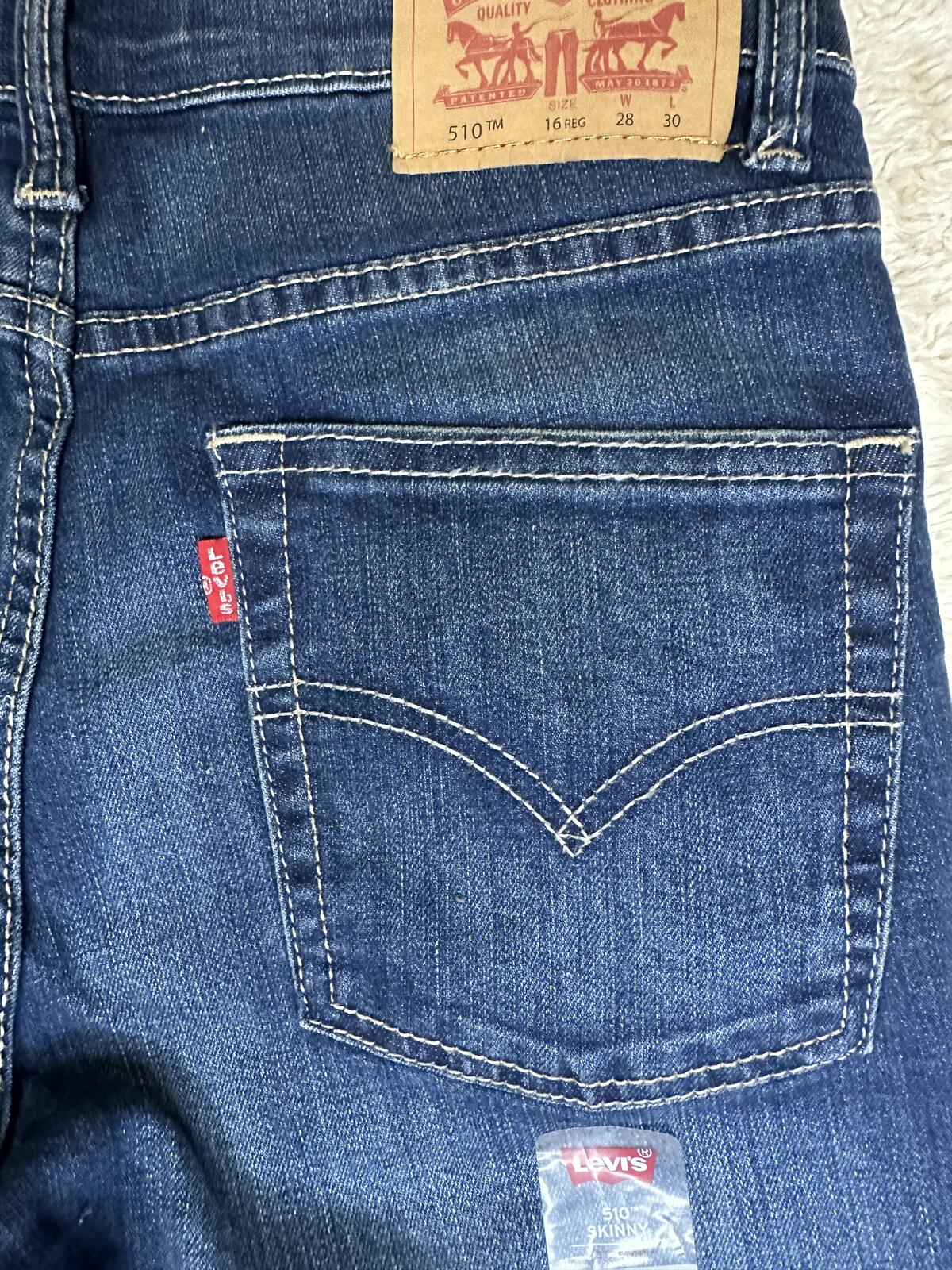 Levi's 510 Skinny distressed medium wash denim jeans Youth 16Reg 28x30