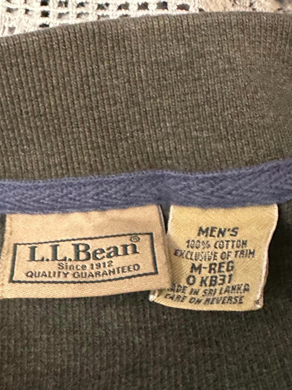 L.L.Bean olive green collared cotton thermal long sleeve polo/henley Size M-Reg