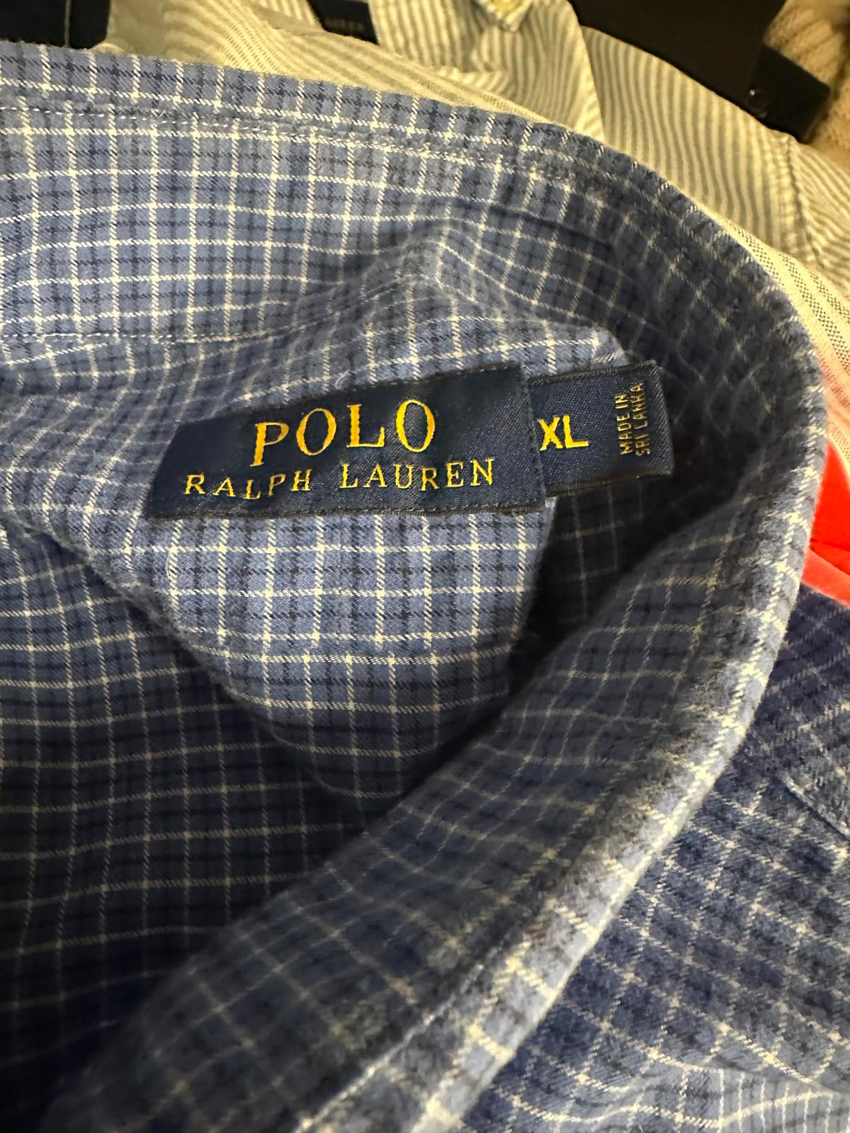 Polo Ralph Lauren classic cotton blue/navy/white plaid button-up shirt Size XL