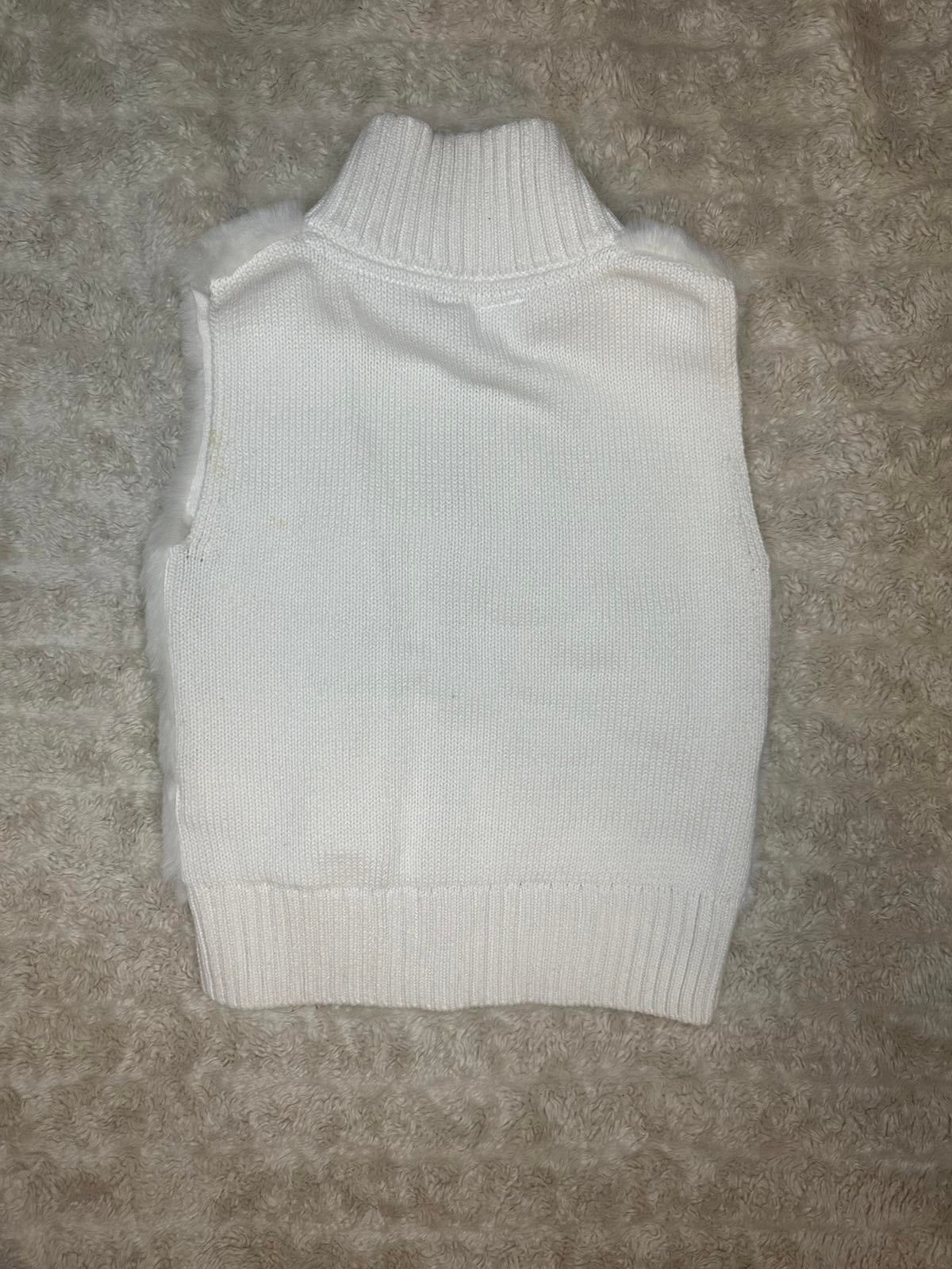 GAP Kids cream crew mock neck faux fur knit vest Size Small