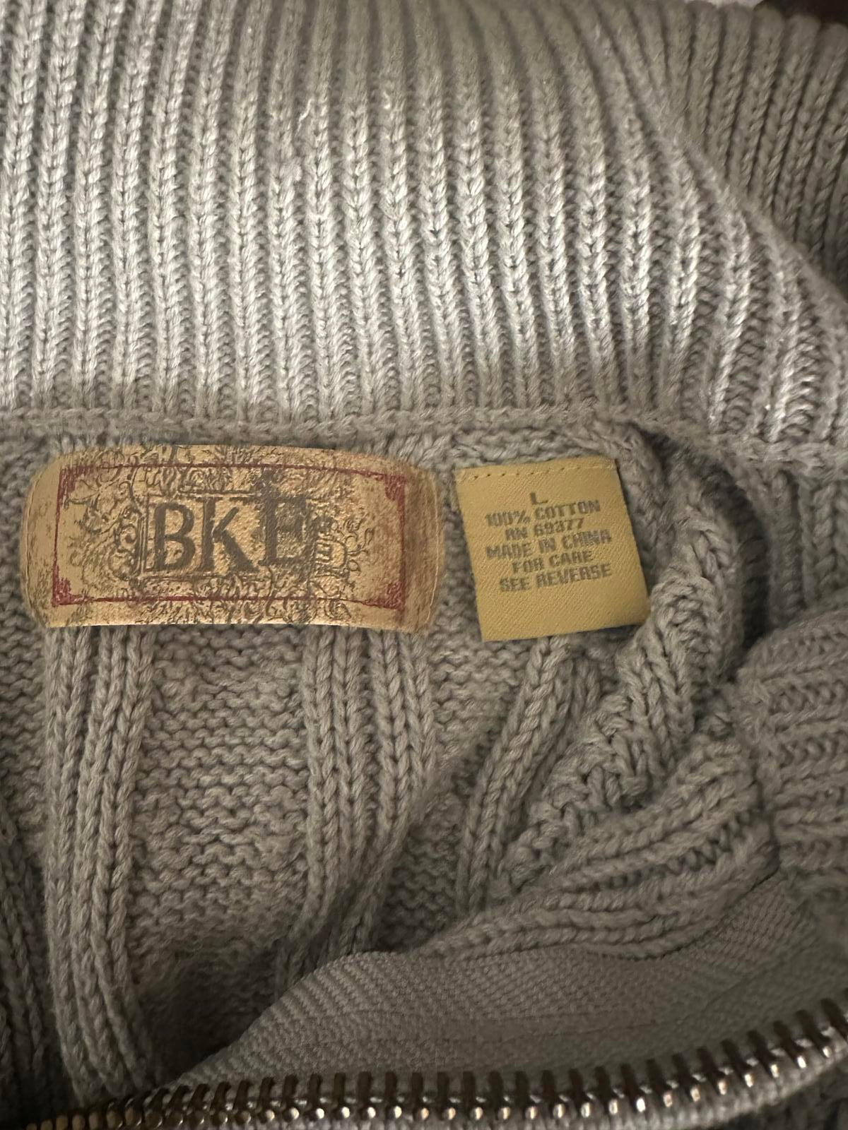 BKE classic gray 1/4 zip mock neck cable knit sweater Size Large