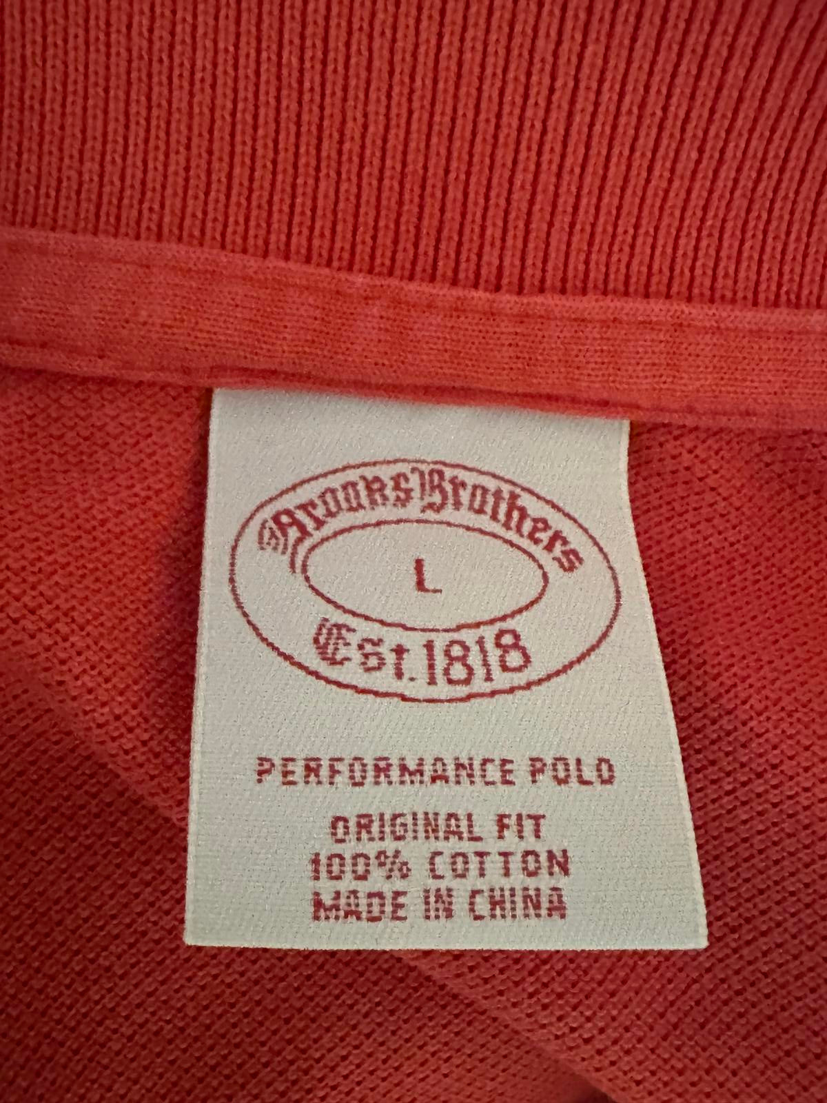 Brooks Brothers coral cotton short sleeve Performance Polo shirt Size Large