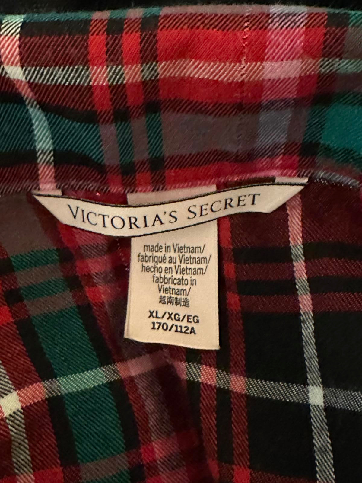 Victoria's Secret VS flannel short sleeve button-up pajama/sleep top Size XL