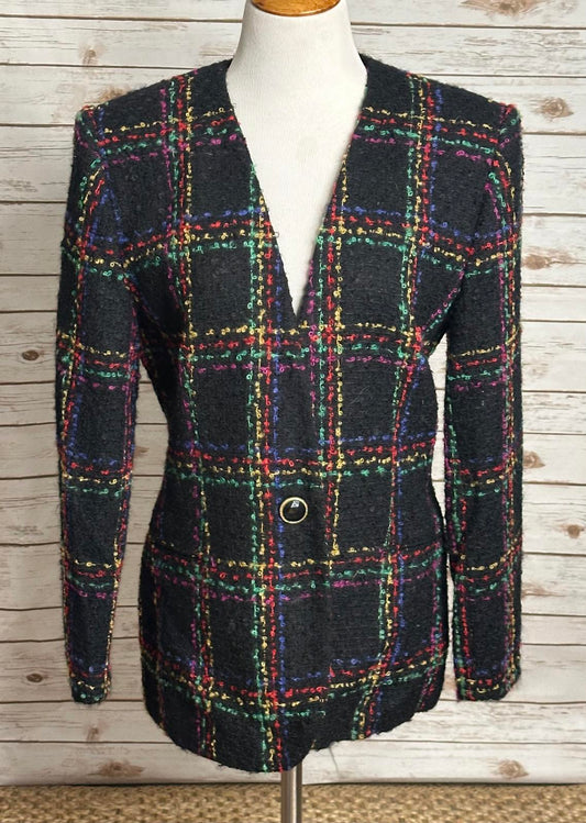 Vintage Valerie Stevens classic multicolored corpcore wool/mohair blazer Size 10