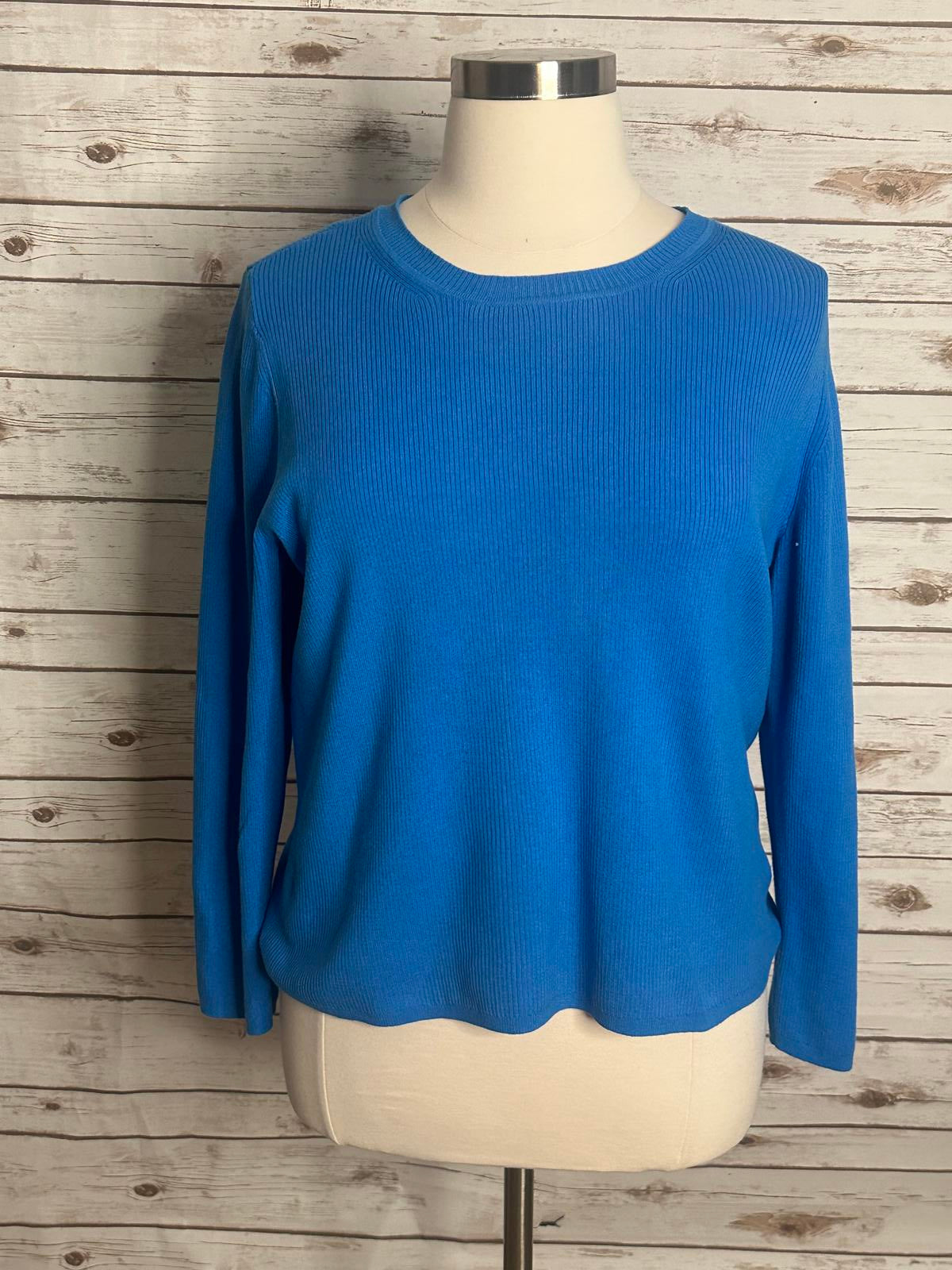 Talbots turquoise cotton-blend ribbed knit long sleeve pullover sweater Size 2X