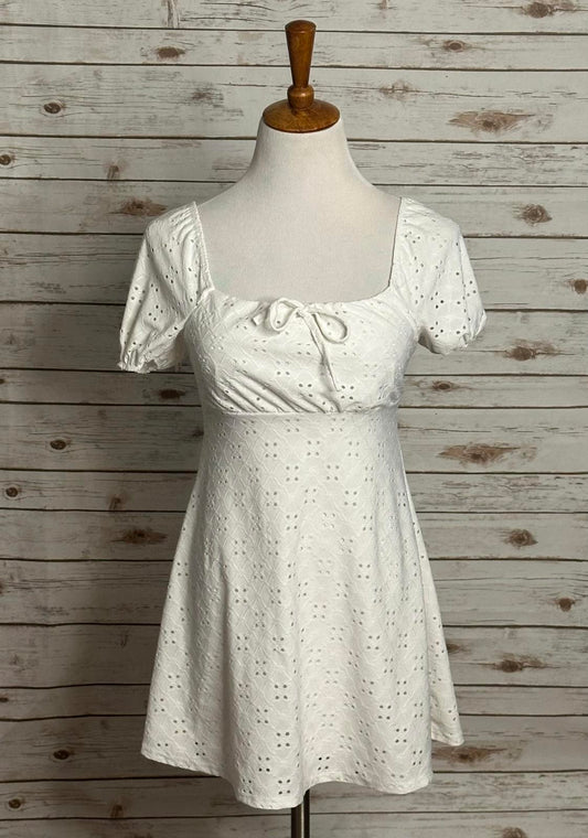 glitter girl cottagecore coquette milkmaid white eyelet babydoll dress Size 10