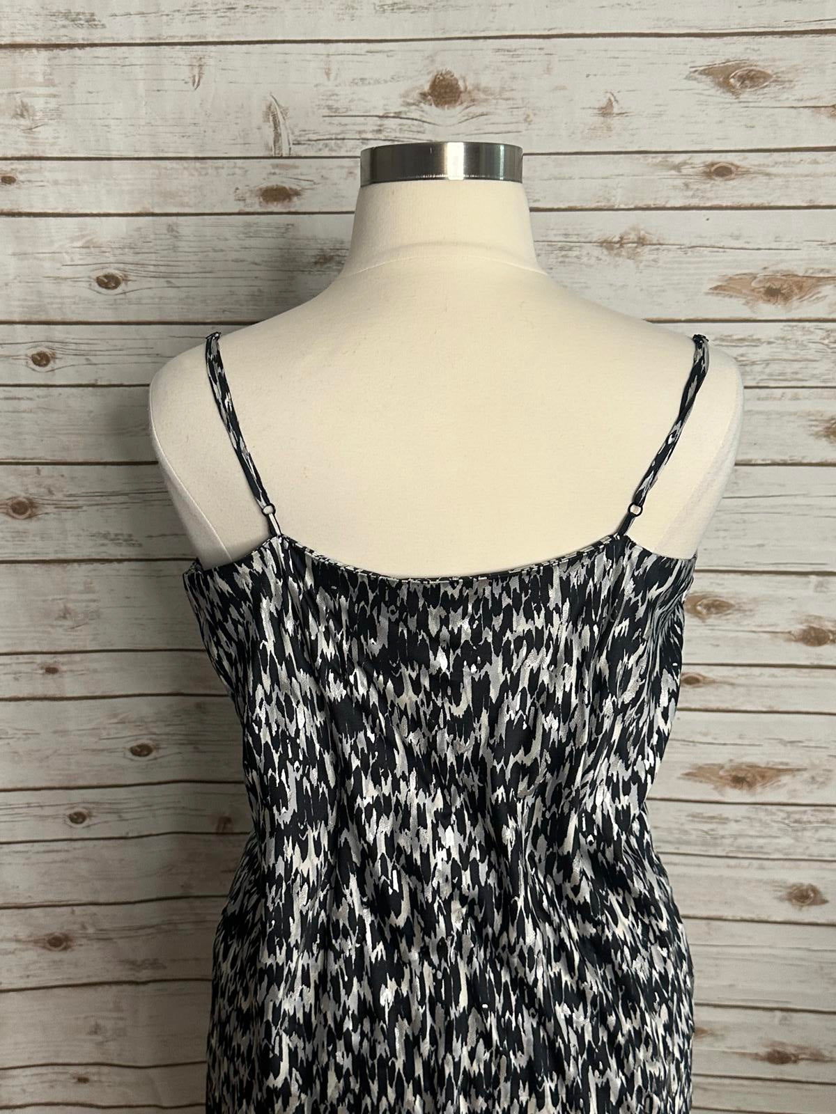 Express monochromatic metallic abstract satin cowl neck midi slip dress Size XL