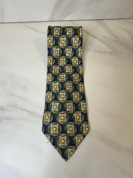 Mulberry classic corpcore businesswear blue/multicolored geometric silk necktie