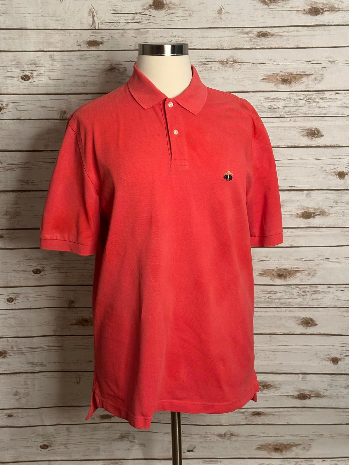Brooks Brothers coral cotton short sleeve Performance Polo shirt Size Large