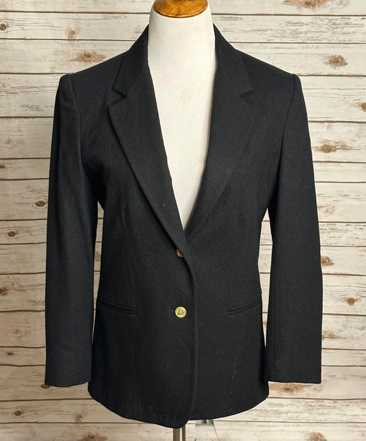 Vintage black academia minimalist corpcore wool single-breasted blazer Size 8