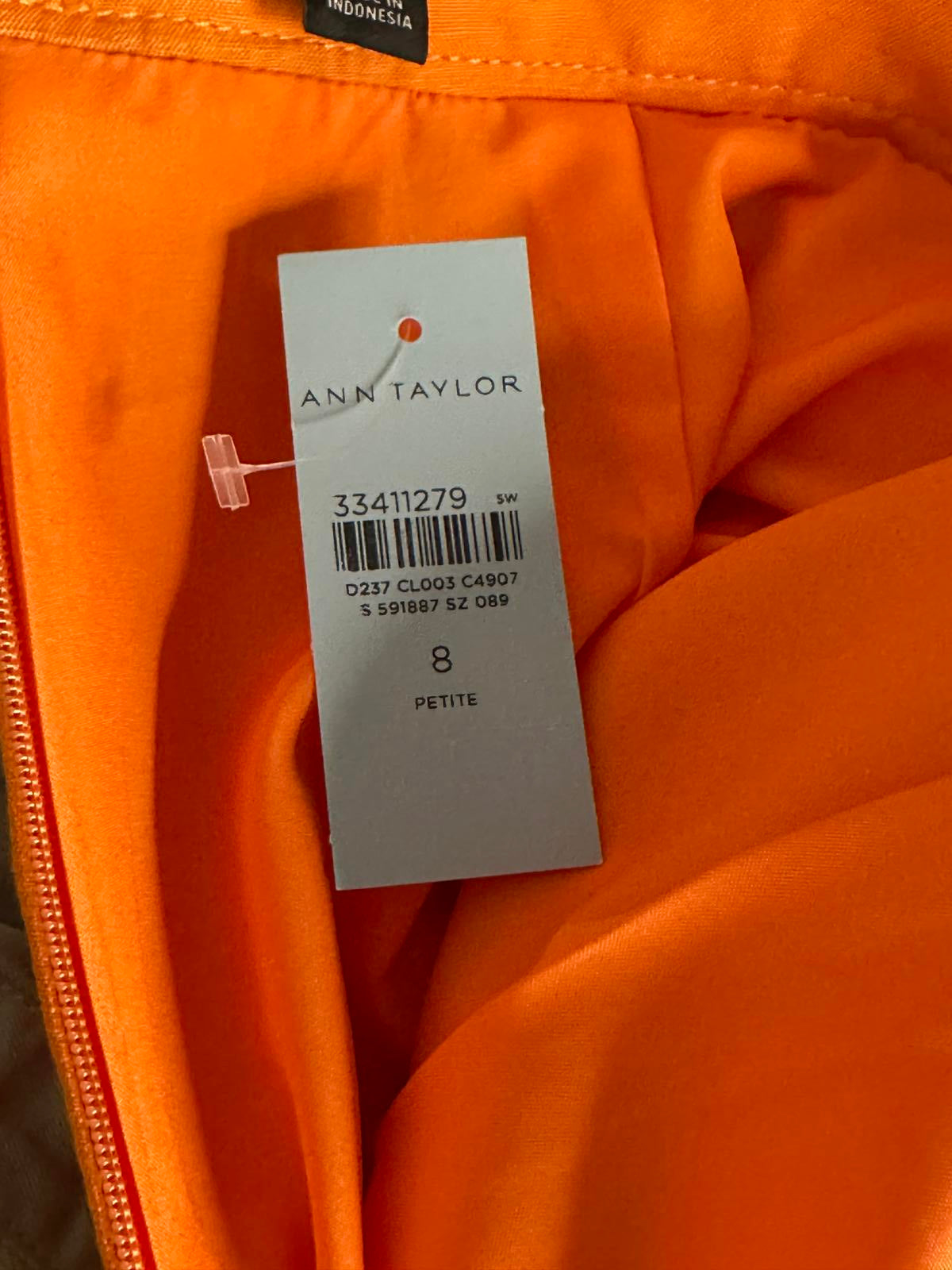 Ann Taylor office siren orange linen-blend paperbag pencil skirt Size 8P