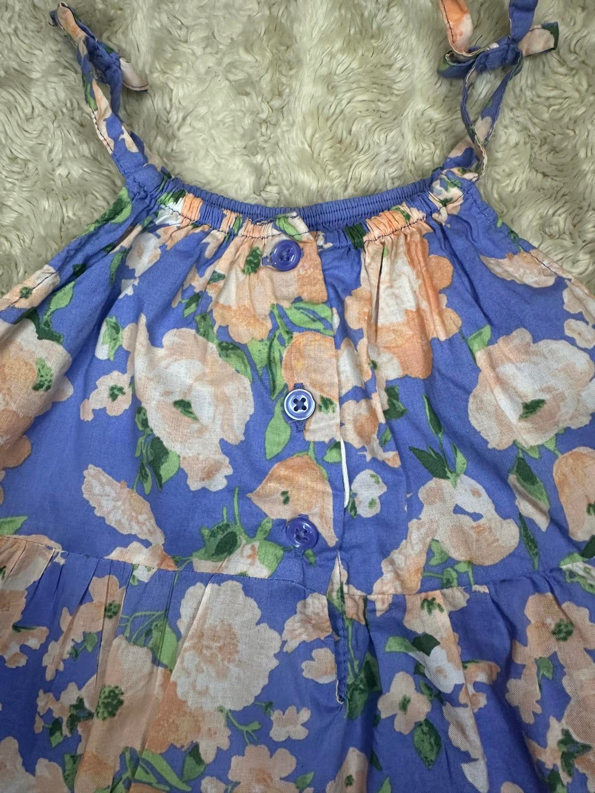 Janie & Jack purple/peach/green The Wanderer cotton floral sundress Size 2T