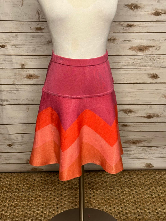 Parker pink multicolored stretch knit A-line mini skirt Barbiecore Size Small