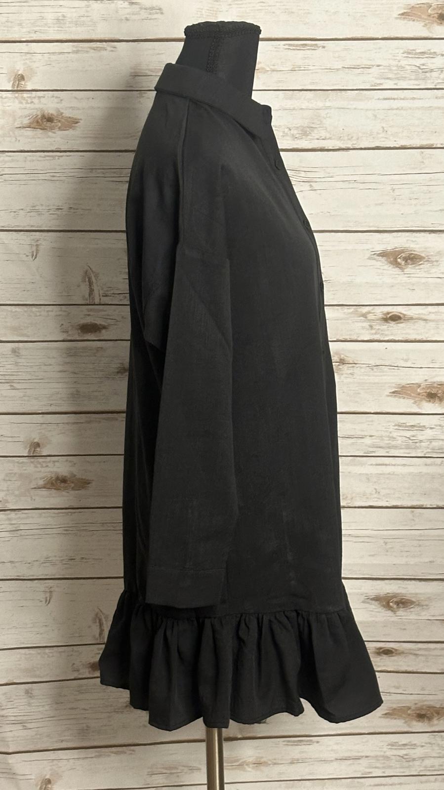 Fashion Nova black ruffled up mini shirt dress Size XS