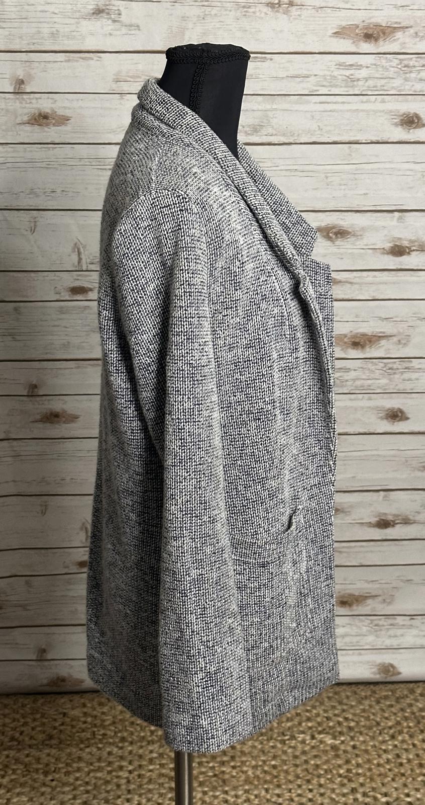 Topshop classic black/white tweed open front knit cardigan jacket Size 6