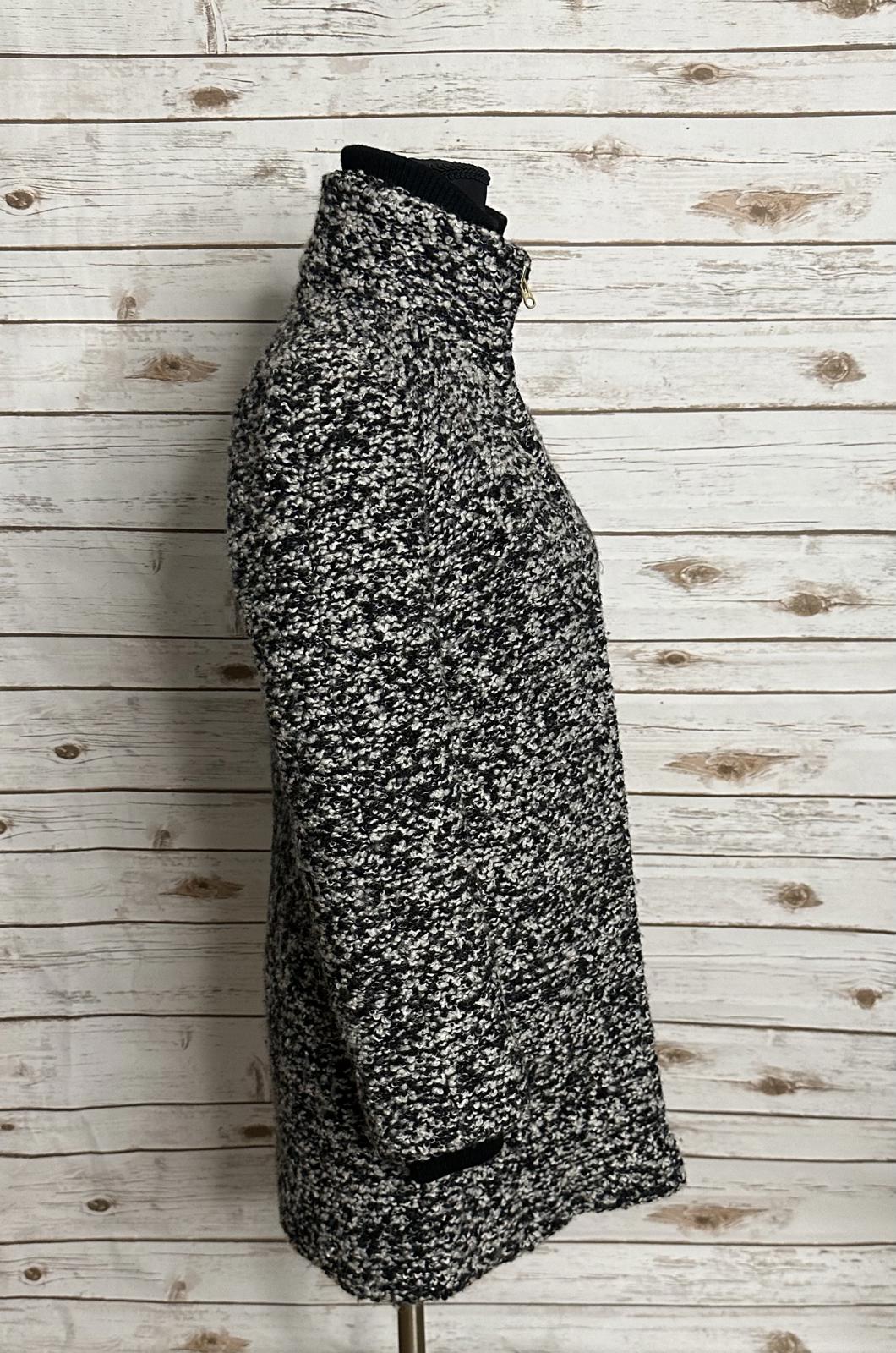 J.Crew black/white Italian wool speckled boucle Lodge coat Size 00P