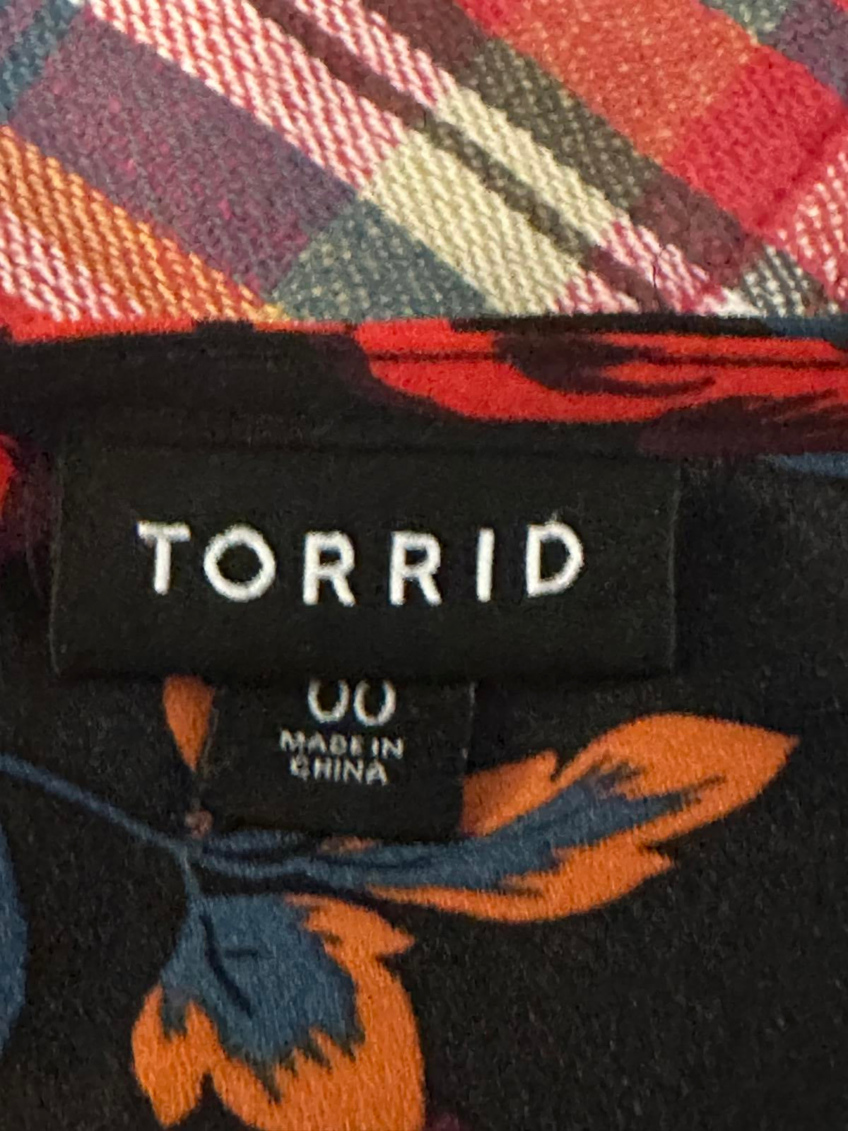 Torrid georgette pintucked button-front floral peasant blouse Size 00/M/10