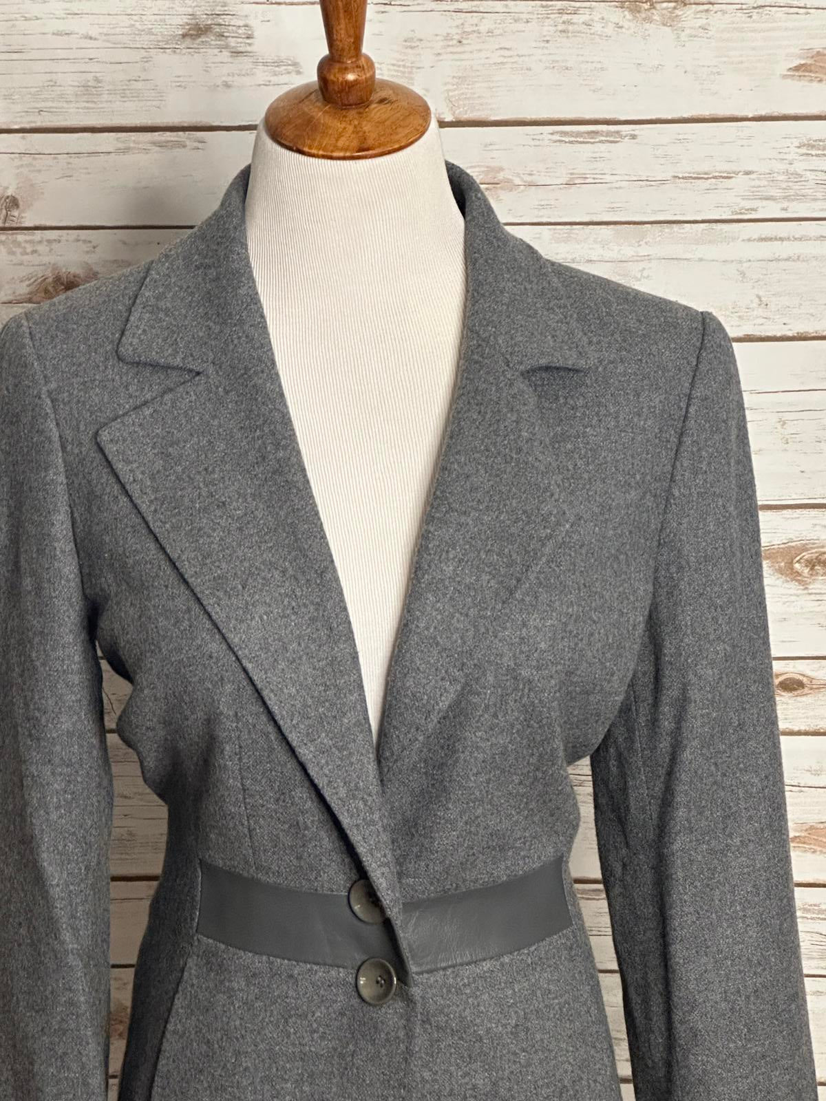 Worth New York classic corpcore grey wool-blend single-breasted blazer Size 10
