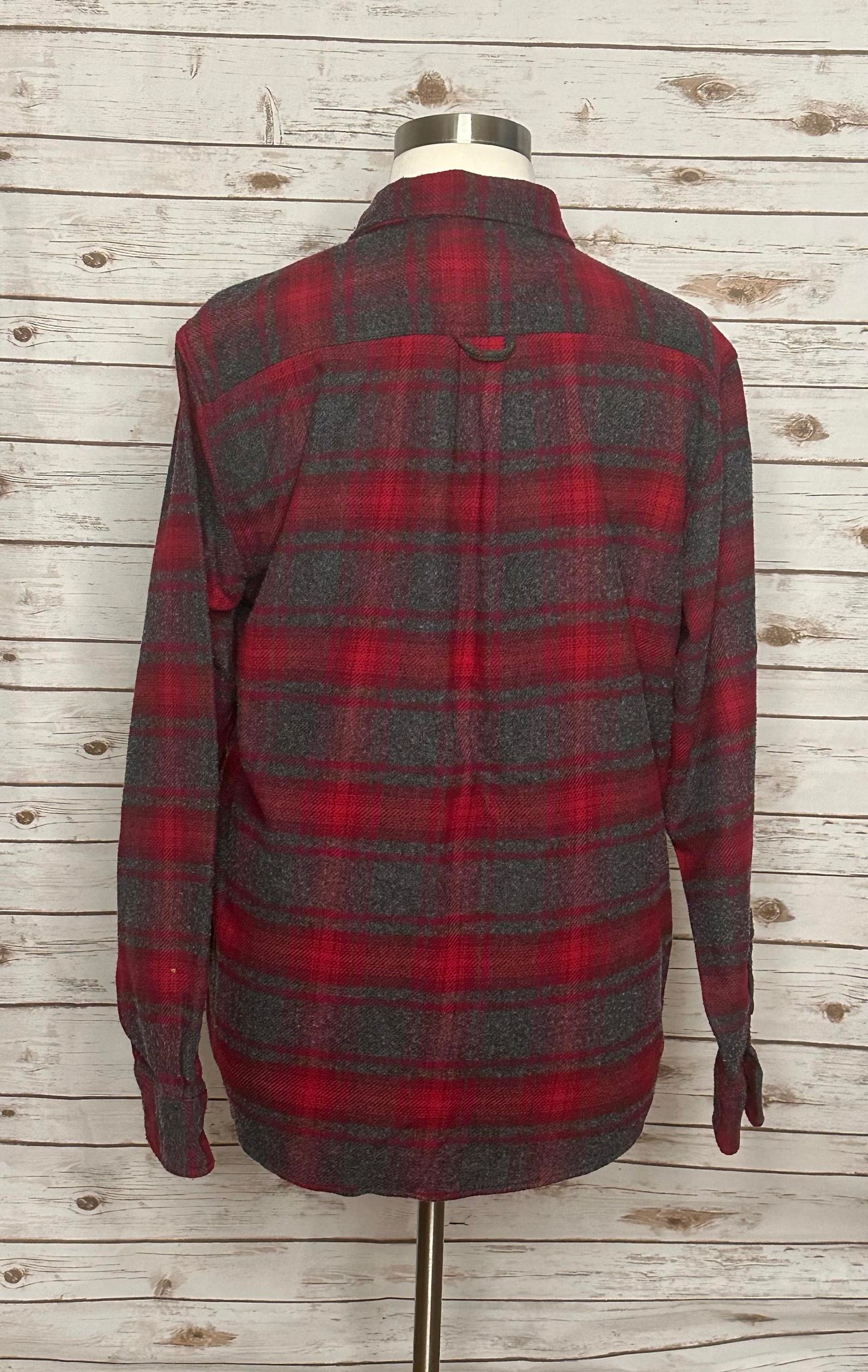 Orvis cotton-blend red/grey plaid flannel shacket Size XL