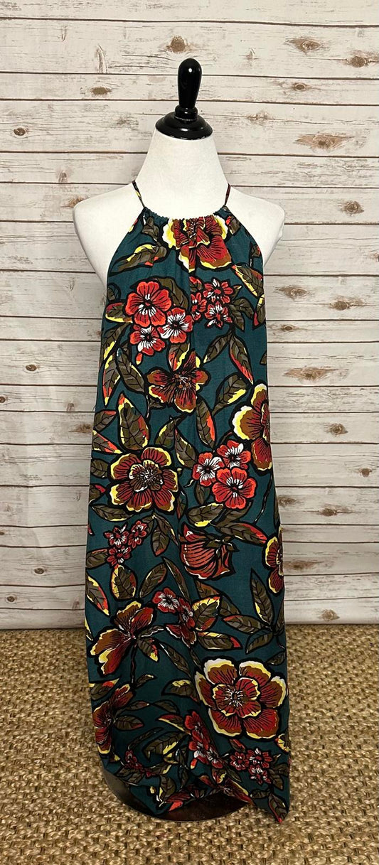 LOFT paradise tropical bold floral linen halter maxi sundress Size XS