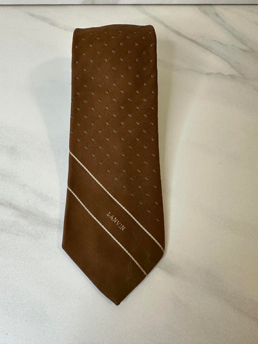 Vintage Lanvin golden brown geometric silk necktie