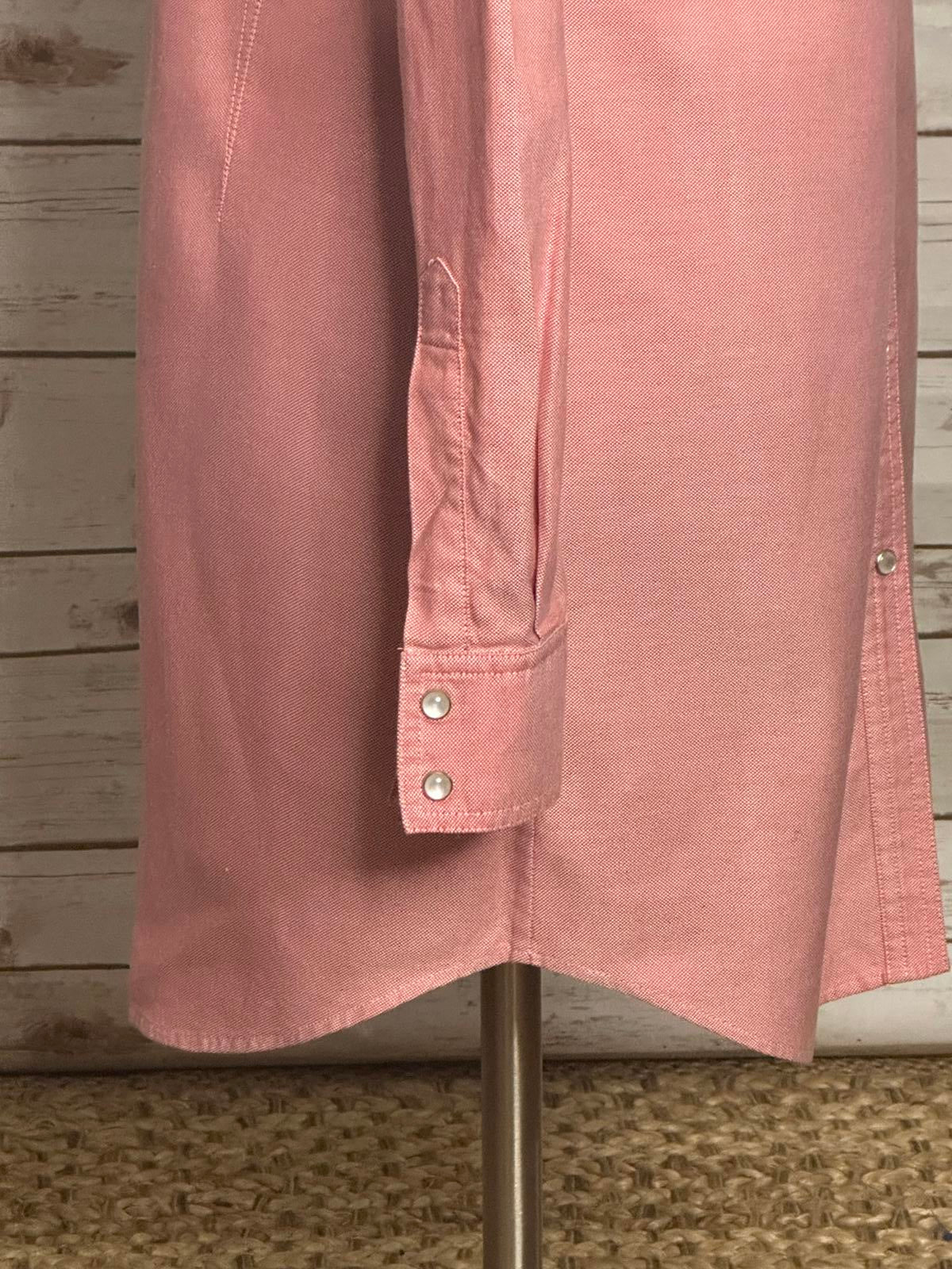 theory red Western-style cotton pearl snap button-up shirt dress Size 2