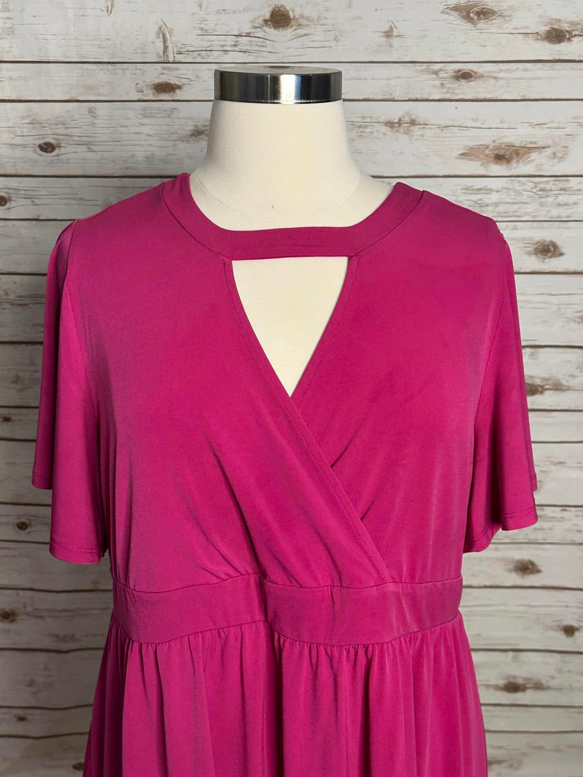 Torrid Studio Knit fuchsia cutout surplice short sleeve babydoll top Size 3(3X)