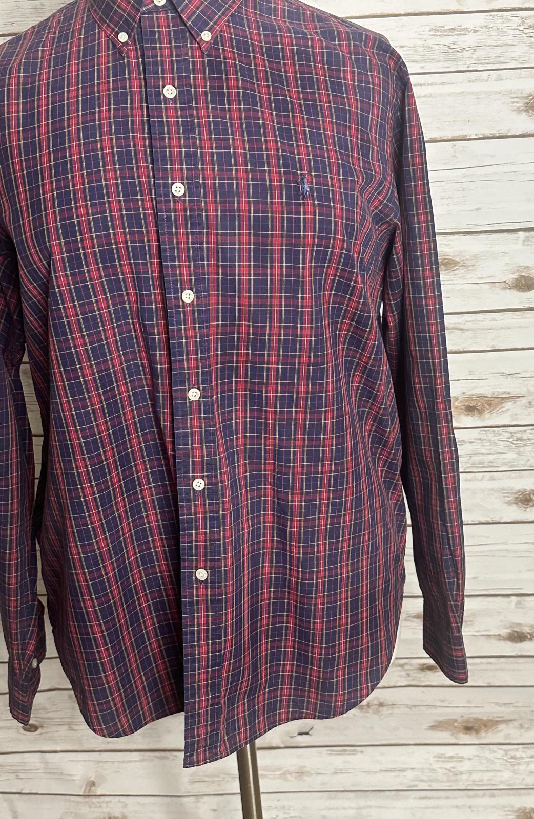 Ralph Lauren Classic Fit red/navy blue classic plaid button-down shirt Size XL