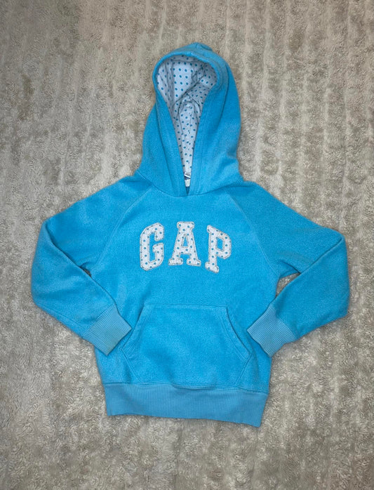 GAP classic turquoise puffed logo fleece pullover hoodie Size Small (6-7)